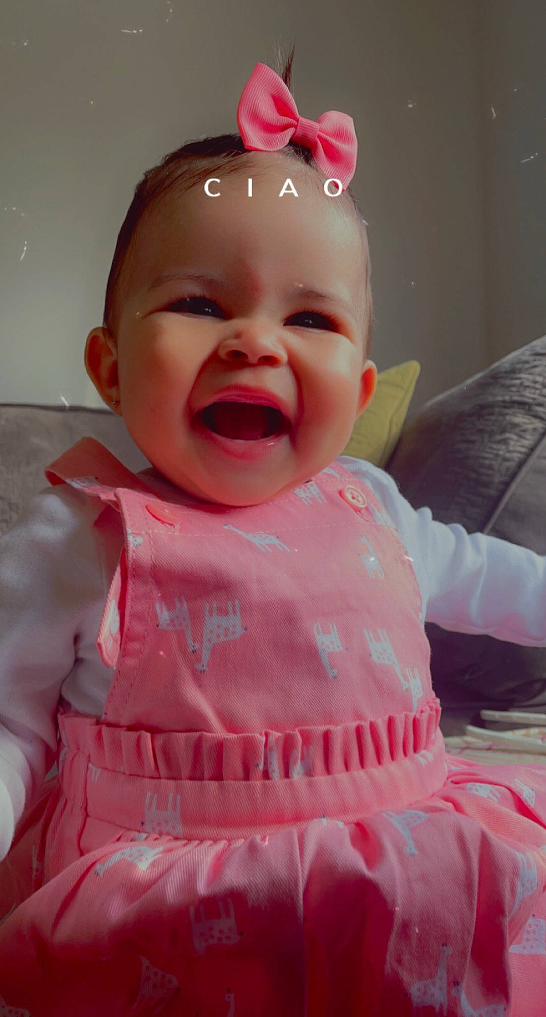 Adelina is registered to the contest to win money with this photo: baby, baby_toddler_clothing, cheek, chin, eye, facial_expression, happy, headgear, iris, lip, mouth, nose, organ, person, pink, skin, sleeve, smile, textile, toddler