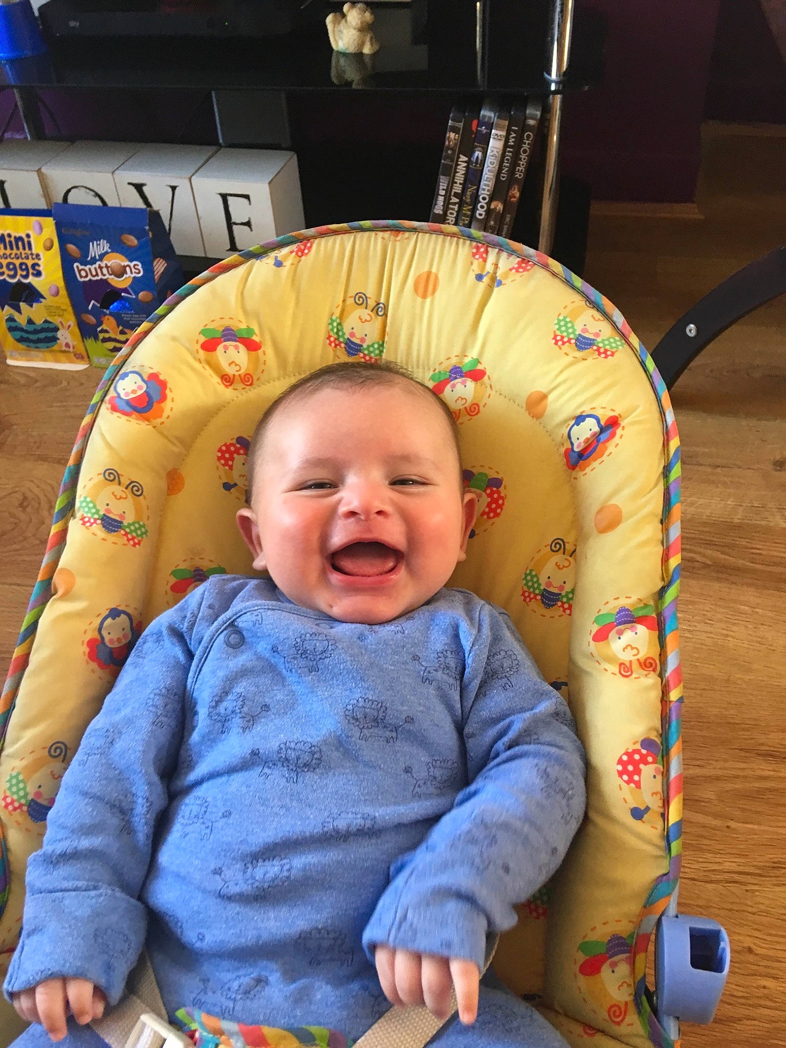 Zack is registered to the contest to win money with this photo: baby, baby_products, baby_toys, child, person, product, smile, toddler