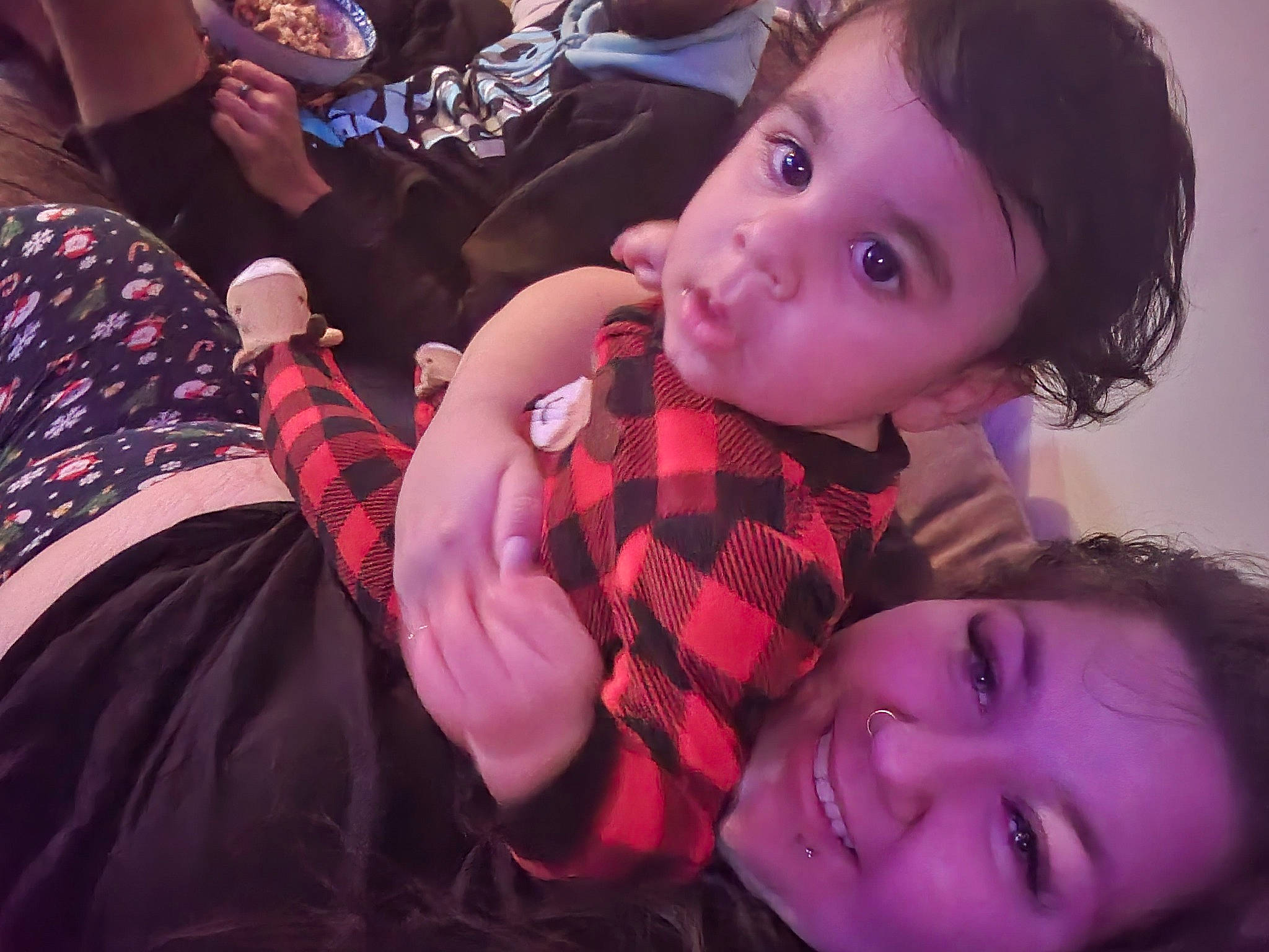 Cj is registered to the contest to win money with this photo: black_hair, cheek, eye, eyelash, face, flash_photography, gesture, happy, head, iris, joy, lip, mouth, nose, person, pink, plant, purple, skin, smile