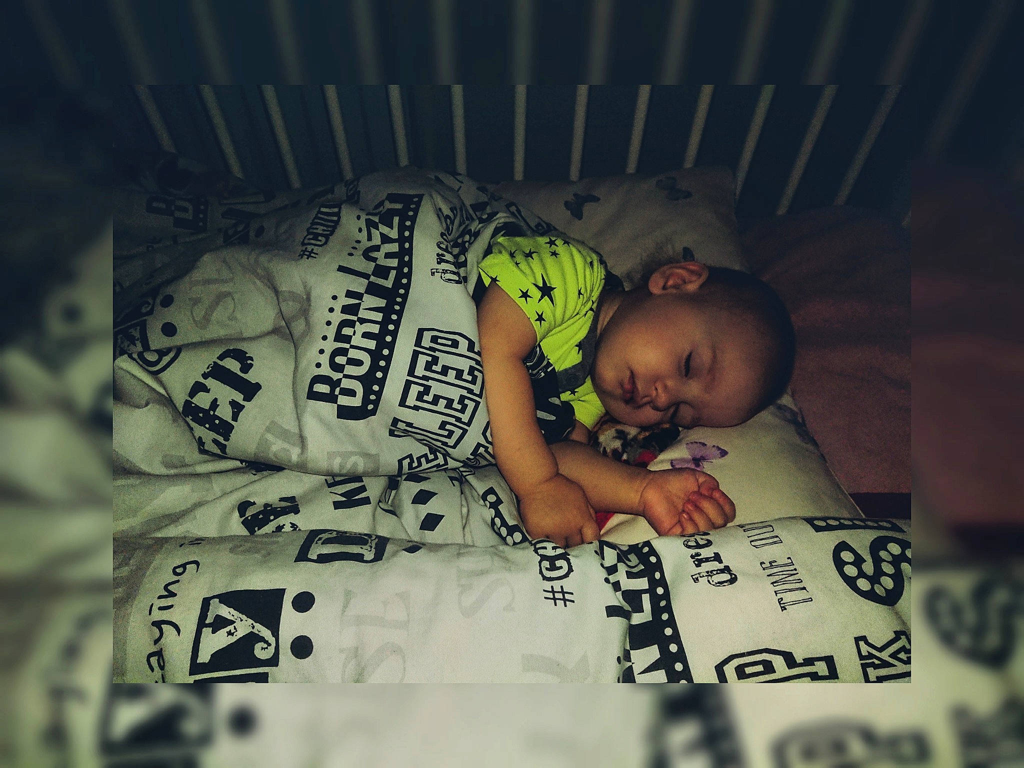 Rebecca is registered to the contest to win money with this photo: arm, baby, baby_products, baby_safety, baby_sleeping, baby_toddler_clothing, bedtime, child, cloud, comfort, font, happy, human_body, infant_bed, linens, mammal, person, sleeve, t_shirt, toddler