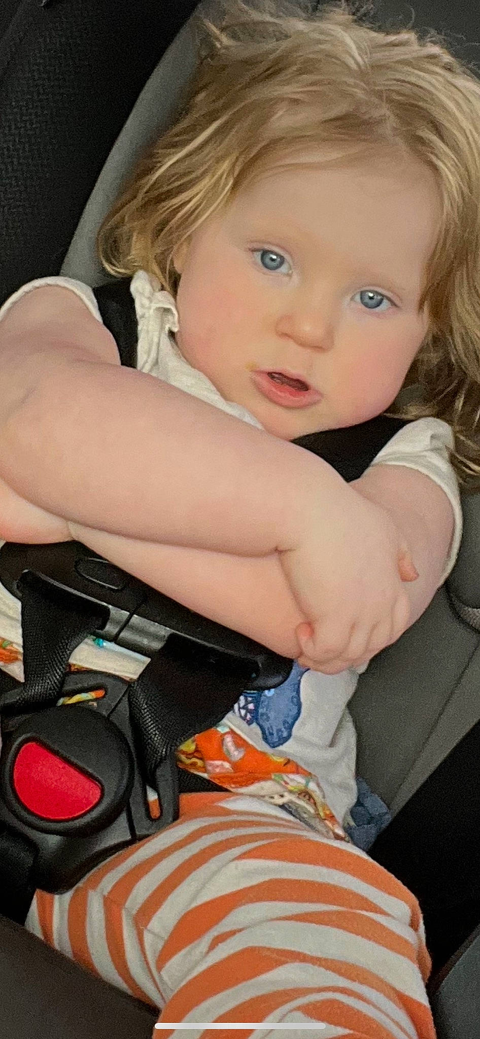 Kinley joined the competition — help win amazing prizes! arm, blond, cheek, eye, eyelash, finger, gesture, hair, hand, happy, human_body, iris, joint, lip, long_hair, nail, person, thigh, thumb, toddler