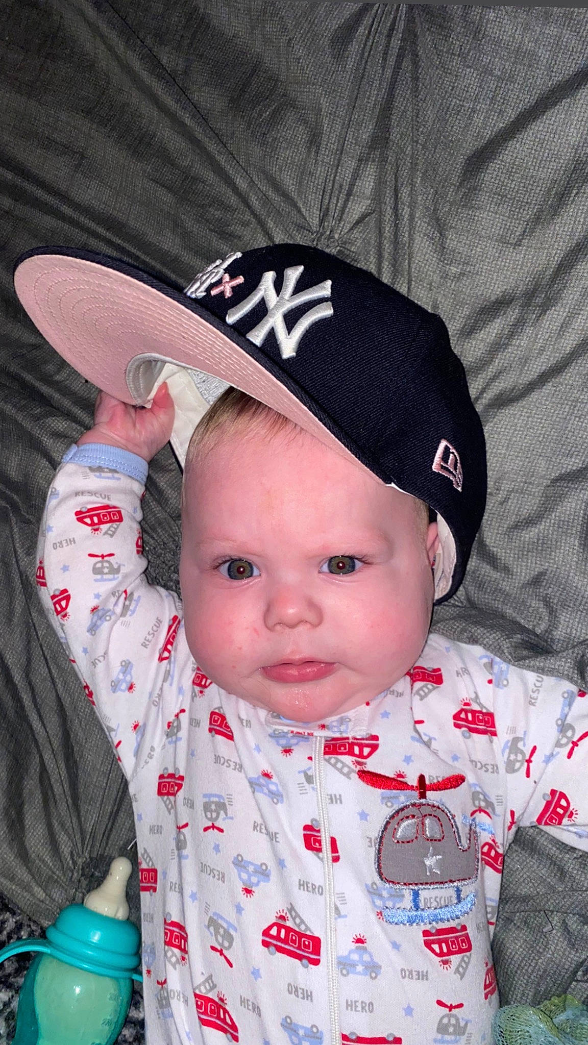 Aziel joined the competition — help win amazing prizes! baby, baby_toddler_clothing, baseball_cap, beanie, cap, carmine, cheek, child, costume_hat, design, fashion_accessory, happy, hat, headgear, lip, pattern, person, pink, skin, sleeve