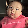 Saraiyah joined the competition — help win amazing prizes! baby, child, face, portrait, pink_sweatshirt, clothing, indoor, cute, expression, young_child, person, soft_light, chubby_cheeks, curious, head, sitting, closeup, human, eyewear_absent, casual
