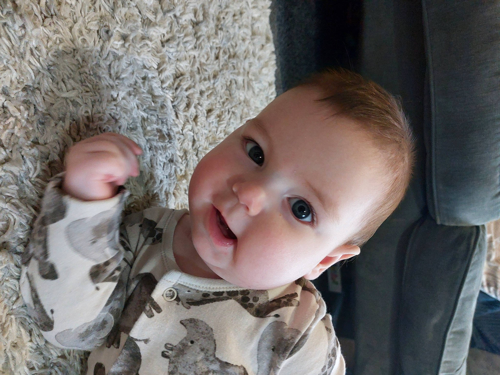 Beauden is registered to the contest to win money with this photo: baby, baby_products, baby_toddler_clothing, cheek, child, eyelash, fun, grass, happy, iris, lip, nose, pattern, person, sitting, skin, smile, toddler, toy, wood