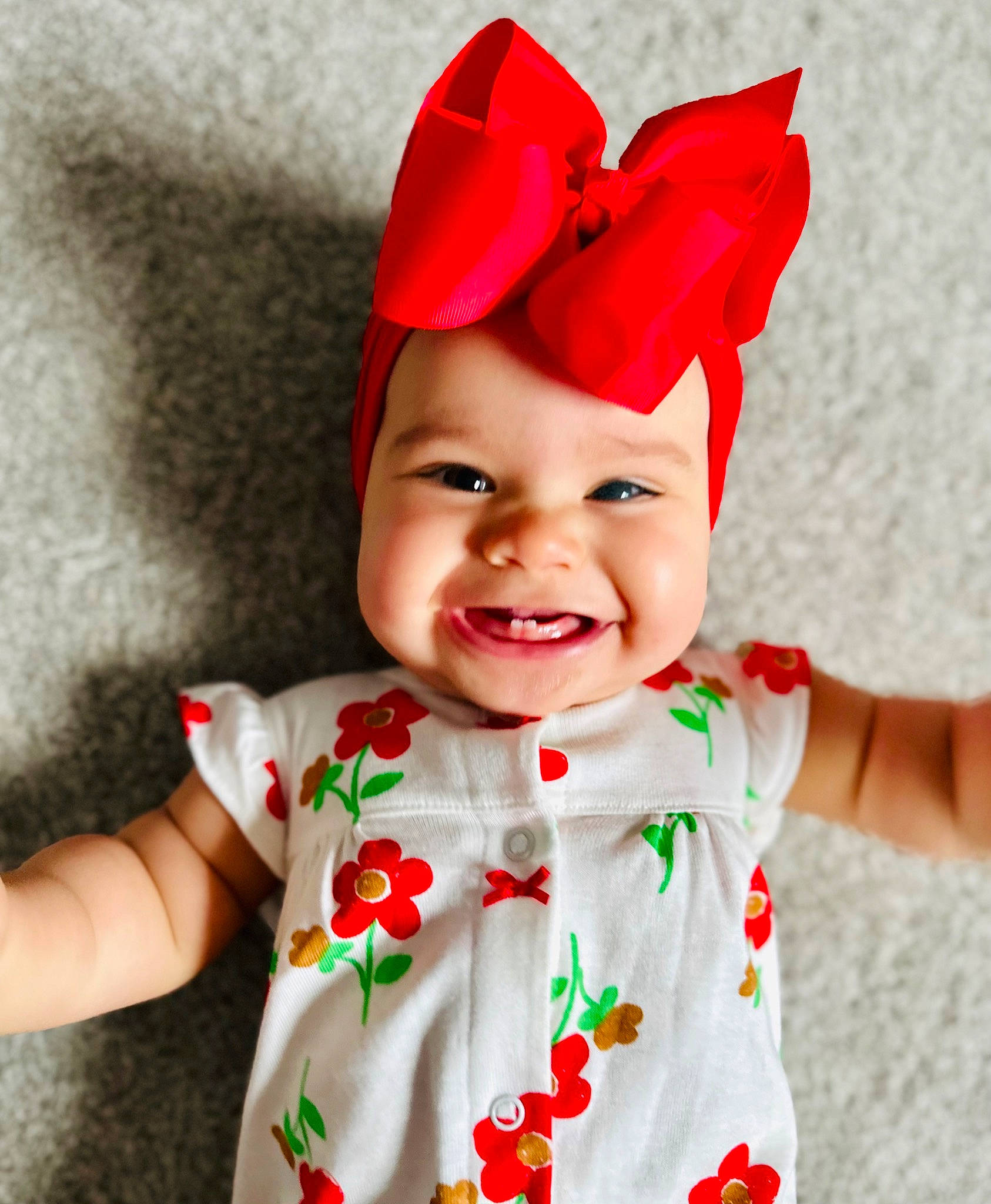 Kalina is registered to the contest to win money with this photo: baby, baby_toddler_clothing, cap, carmine, child, costume_hat, dress, event, facial_expression, fashion_accessory, fictional_character, happy, hat, head, headwear, holiday, joy, pattern, person, red