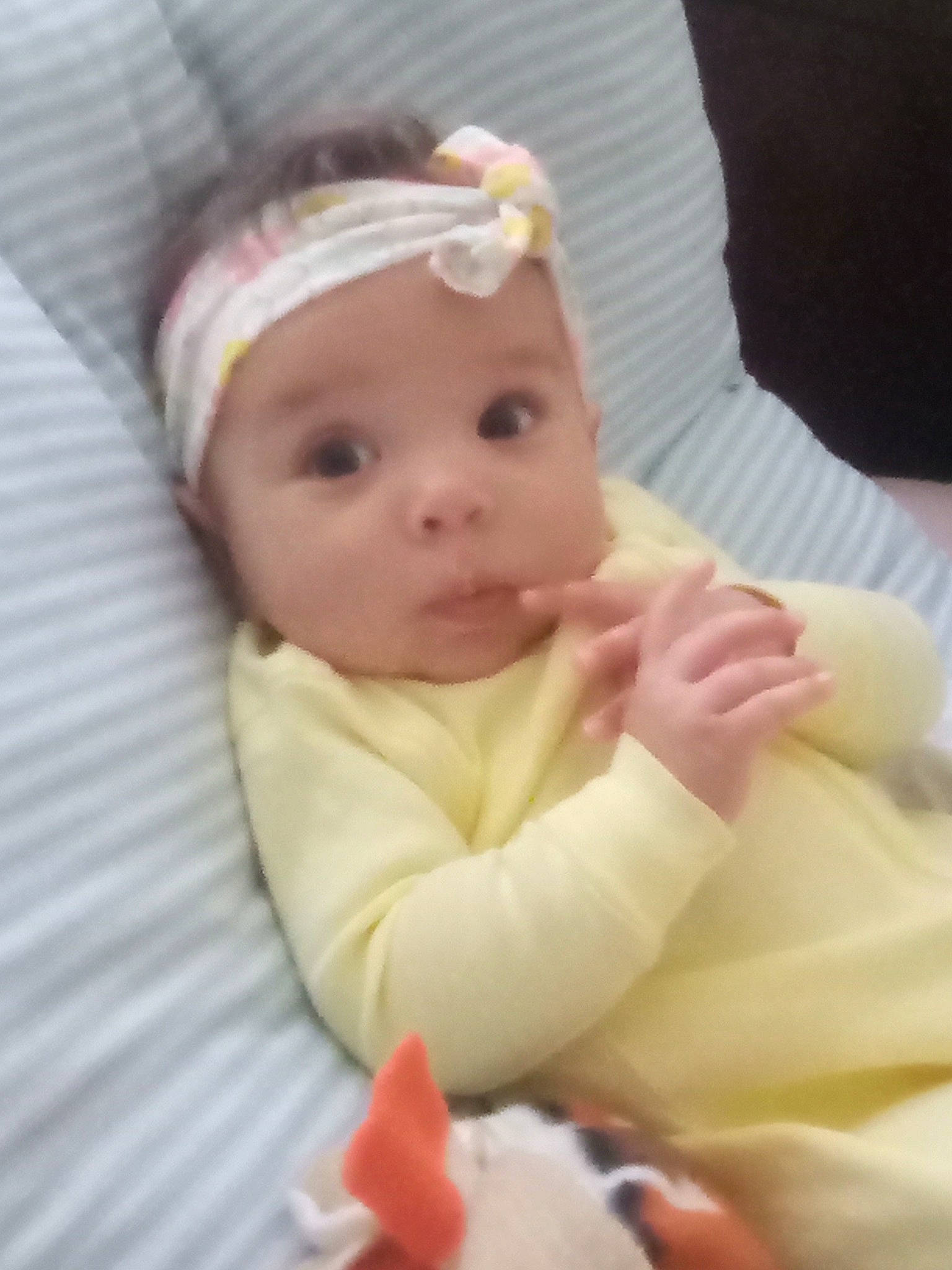 Wynter is registered to the contest to win money with this photo: baby, baby_products, baby_safety, baby_sleeping, baby_toddler_clothing, cheek, child, chin, comfort, eye, eyebrow, happy, hat, headgear, headwear, iris, linens, person, skin, sleeve