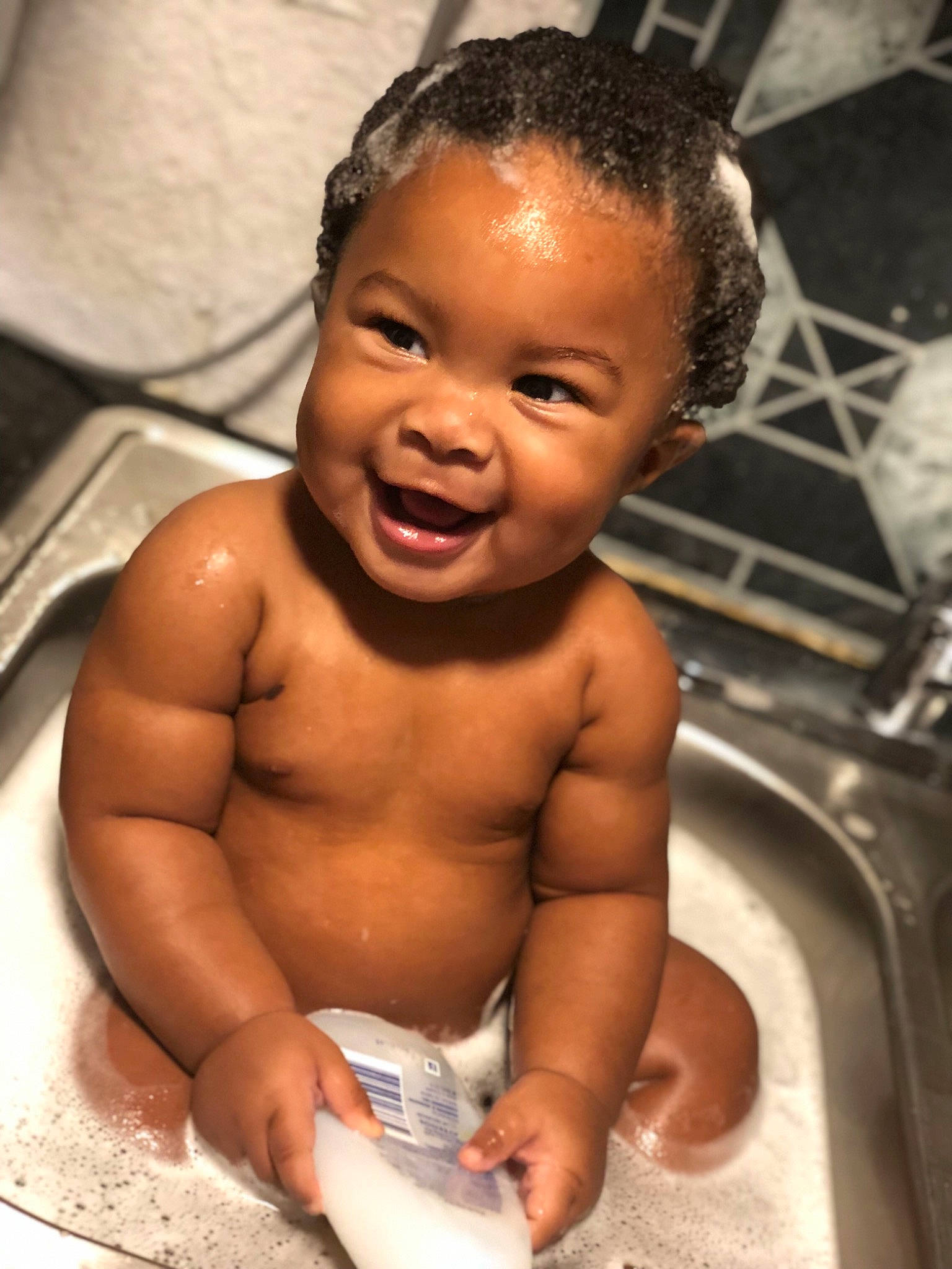 Chloe joined the competition — help win amazing prizes! baby, baby_bathing, bathing, cheek, child, chin, face, facial_expression, forehead, head, joy, person, skin, smile, toddler