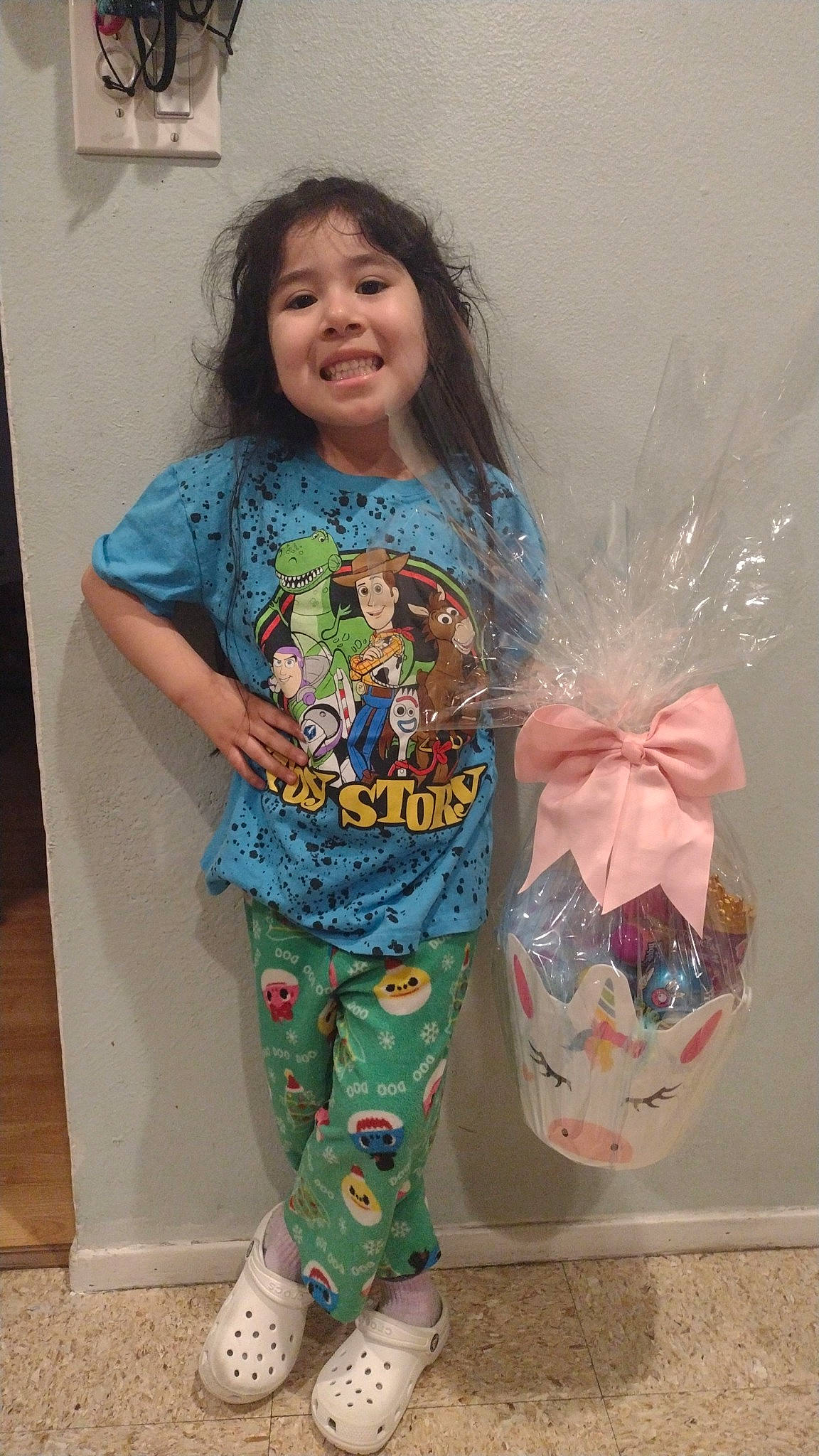 Itzel joined the competition — help win amazing prizes! baby_toddler_clothing, child, costume, face, fashion_design, fun, hair, happy, head, joy, nightwear, pajamas, pattern, person, pink, sleeve, smile, t_shirt, thigh, toddler