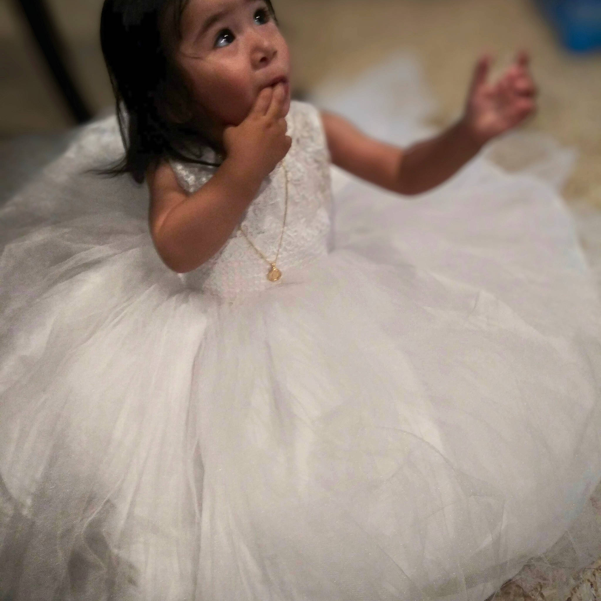 Itzel Abigail joined the competition — help win amazing prizes! bridal_accessory, bridal_clothing, bridal_party_dress, dress, embellishment, eye, fashion_design, flash_photography, formal_wear, gown, hair, happy, head, headpiece, iris, person, shoulder, skin, sleeve, surprise