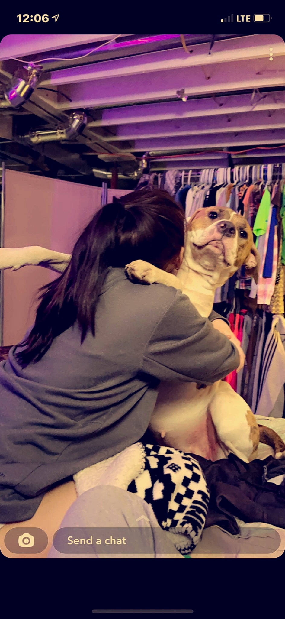 River is registered to the contest to win money with this photo: beauty, black_hair, blond, brown_hair, comfort, companion_dog, cool, event, eyewear, fashion_design, fun, hairstyle, happy, human_leg, knee, long_hair, shoulder, sitting, street_fashion, thigh