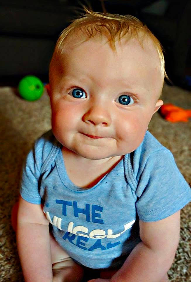 Brogan is registered to the contest to win money with this photo: boy, cheek, child, ear, eye, face, fun, girl, hand, happiness, head, infant, mouth, nose, organ, person, play, skin, smile, toddler