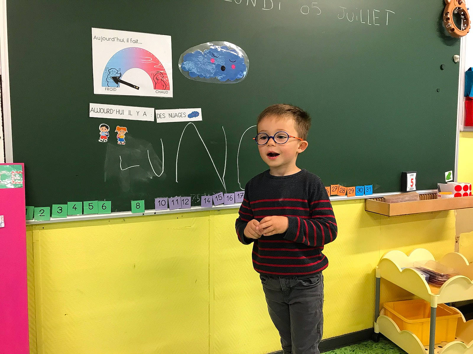 Julien a rejoint le concours — aidez-le/la à gagner de superbes lots ! animation, blackboard, child, design, display_device, electronic_device, event, gadget, led_backlit_lcd_display, person, play, room, shipping_box, space, t_shirt, teacher, technology, television, television_set, toddler