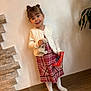Ambre participe au concours pour gagner de l'argent avec cette photo : book, child, cozy, cute, dress, floor, girl, hair_buns, happy, indoor, person, plaid, plant, smiling, stuffed_animal, tights, toy, vest, wall, wooden_floor