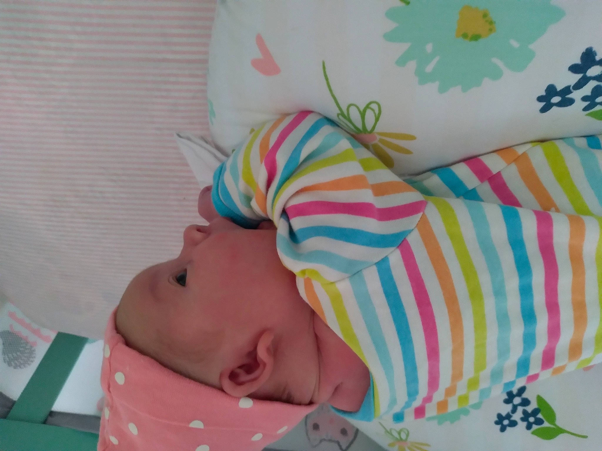 Bridget joined the competition — help win amazing prizes! baby, baby_products, baby_sleeping, baby_toddler_clothing, bedding, bedtime, cheek, child, comfort, hat, linens, nap, nose, pattern, person, pink, room, skin, sleep, toddler