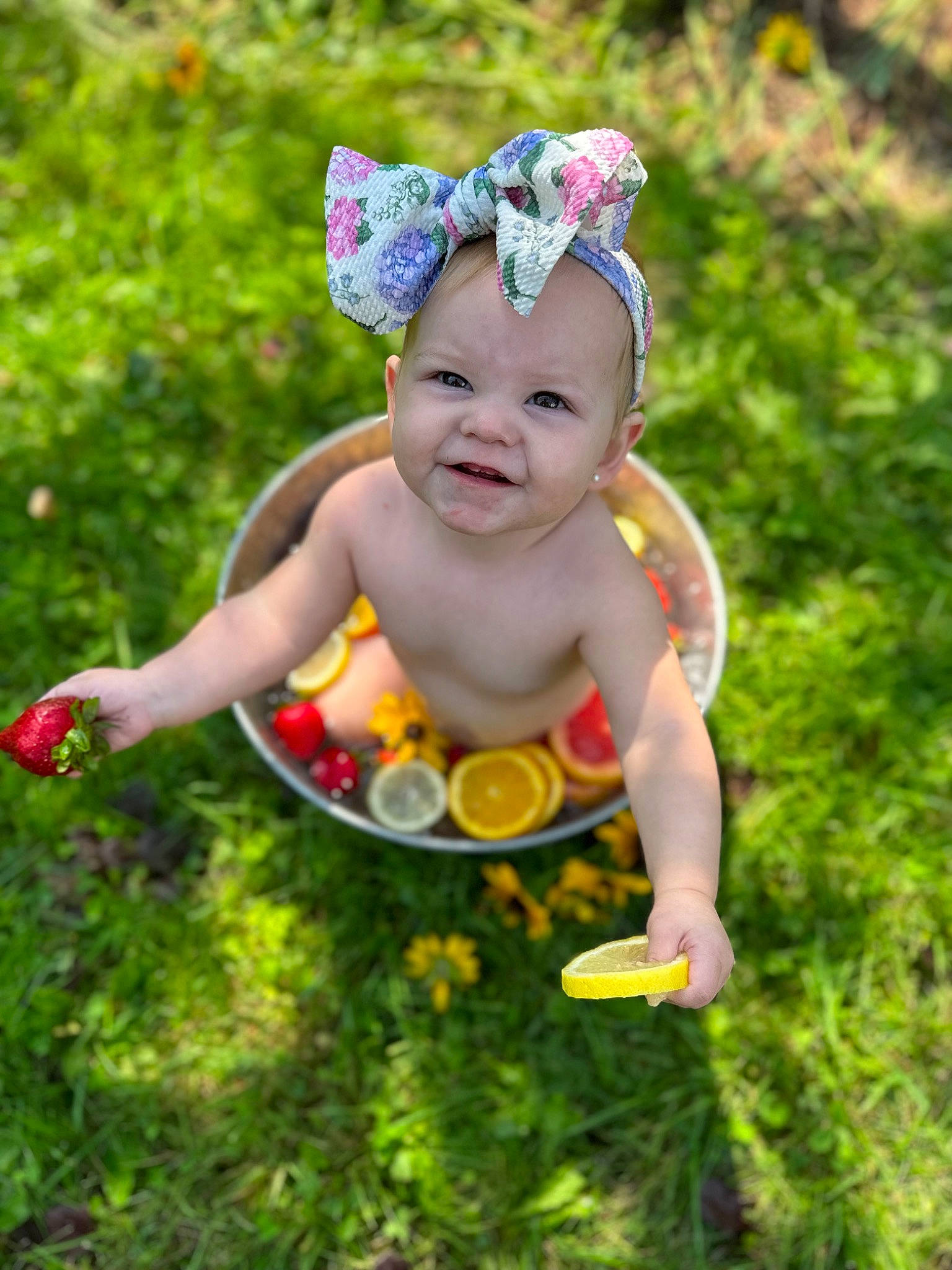 Geneva joined the competition — help win amazing prizes! baby, baby_products, baby_toddler_clothing, child, costume_hat, eye, fashion_accessory, fun, grass, happy, headband, headpiece, headwear, joy, leisure, people_in_nature, person, plant, play, recreation
