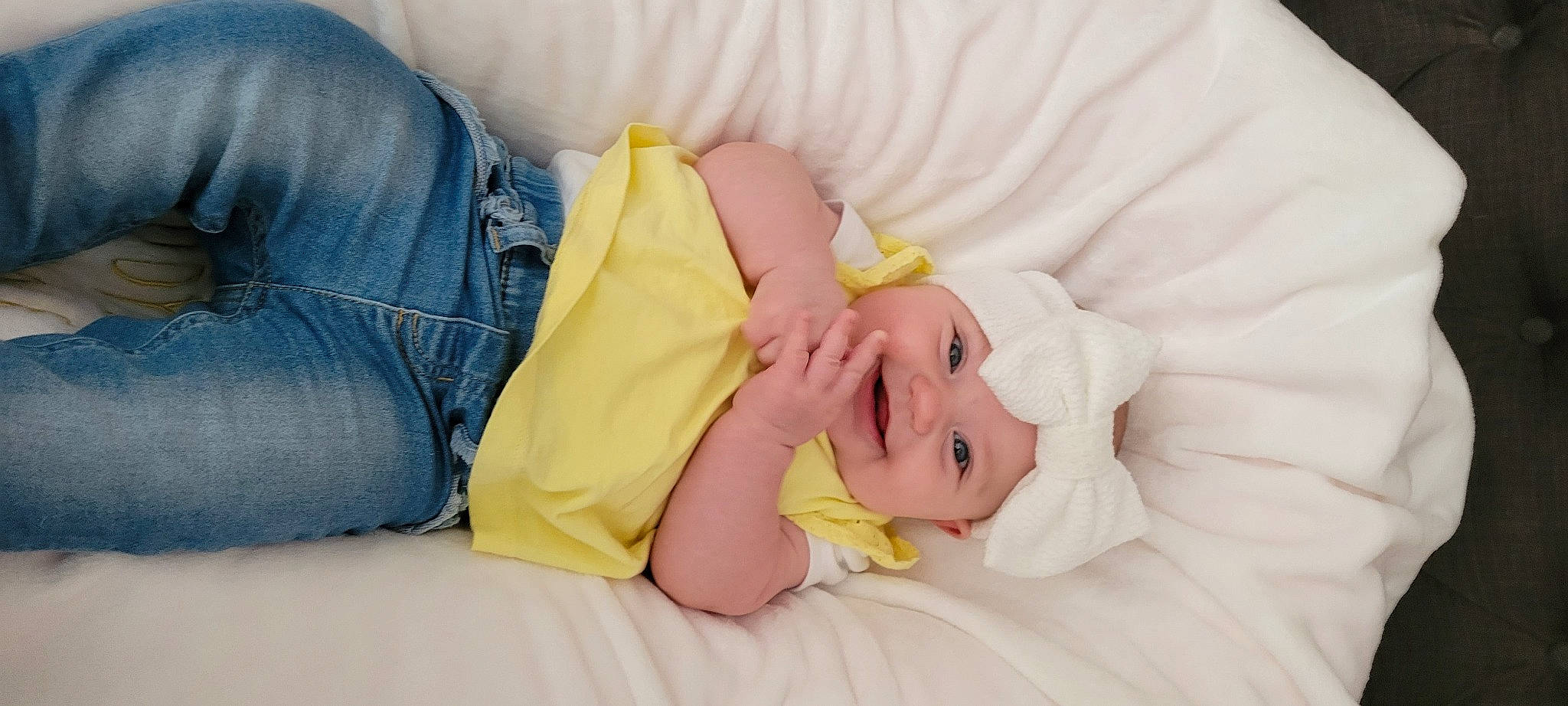 Arya joined the competition — help win amazing prizes! arm, baby, baby_sleeping, baby_toddler_clothing, bedtime, child, comfort, foot, gesture, hand, headwear, human_body, human_leg, joy, knee, linens, nail, person, skin, textile