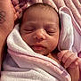 newborn, baby, infant, sleeping, towel, blanket, hand, skin, pink, soft, resting, cozy, wrapped, peaceful, portrait, closeup, cute, child, person, bed