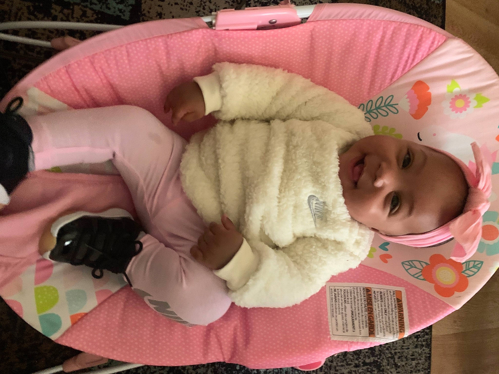 Kai is registered to the contest to win money with this photo: baby, baby_products, baby_sleeping, baby_toddler_clothing, cheek, child, comfort, eye, face, finger, hand, human_body, linens, nose, person, pink, skin, sleeve, smile, toddler