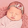 Esme is registered to the contest to win money with this photo: baby, newborn, sleeping, pink, blanket, headband, flower, soft, cute, portrait, infant, wrapped, peaceful, closeup, child, fluffy, cozy, adorable, resting, toddler
