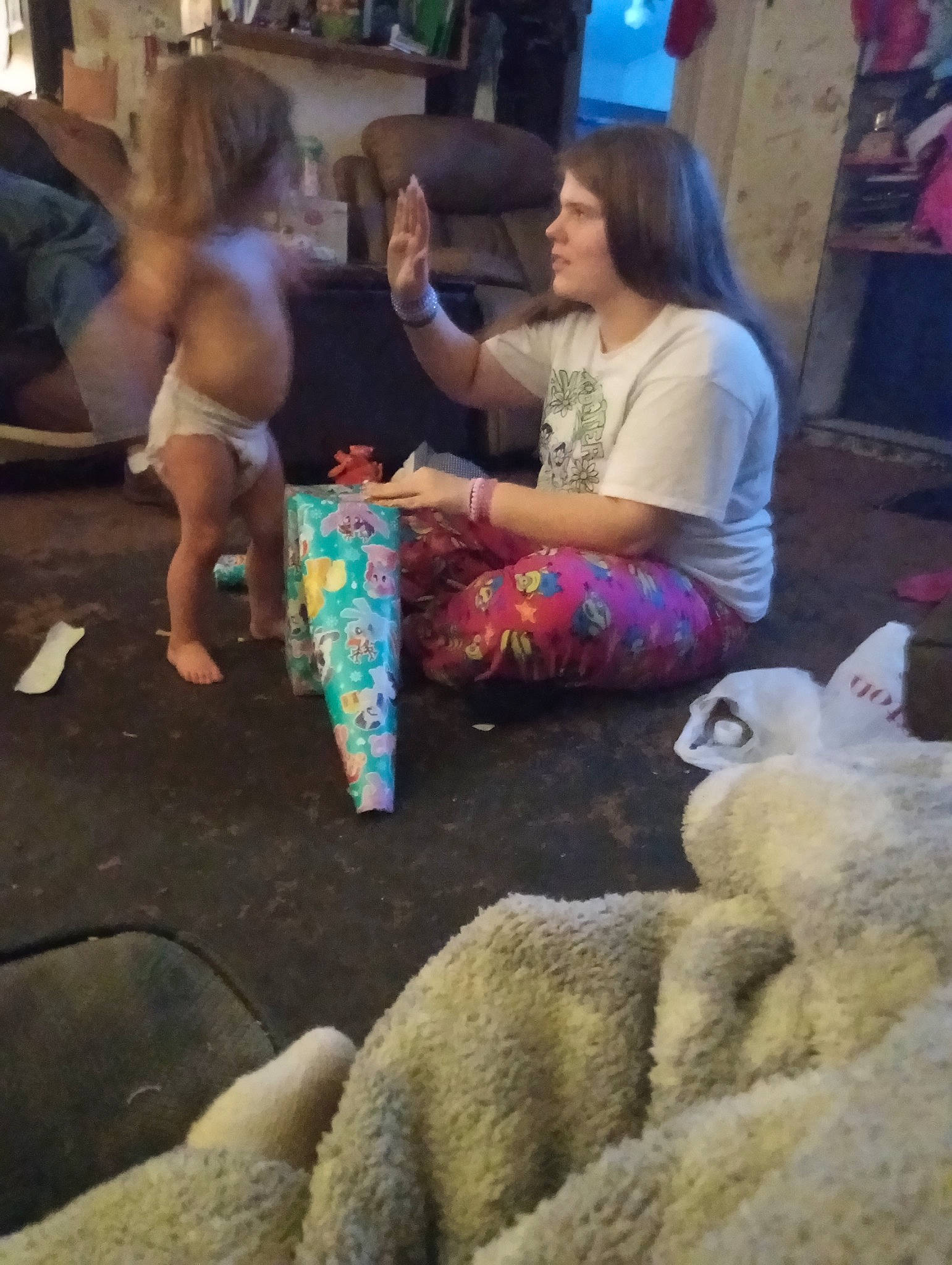 Violet joined the competition — help win amazing prizes! barefoot, child, comfort, event, fawn, fun, fur, happy, human_leg, interaction, lap, leisure, people, person, room, sitting, stuffed_toy, t_shirt, thigh, toy