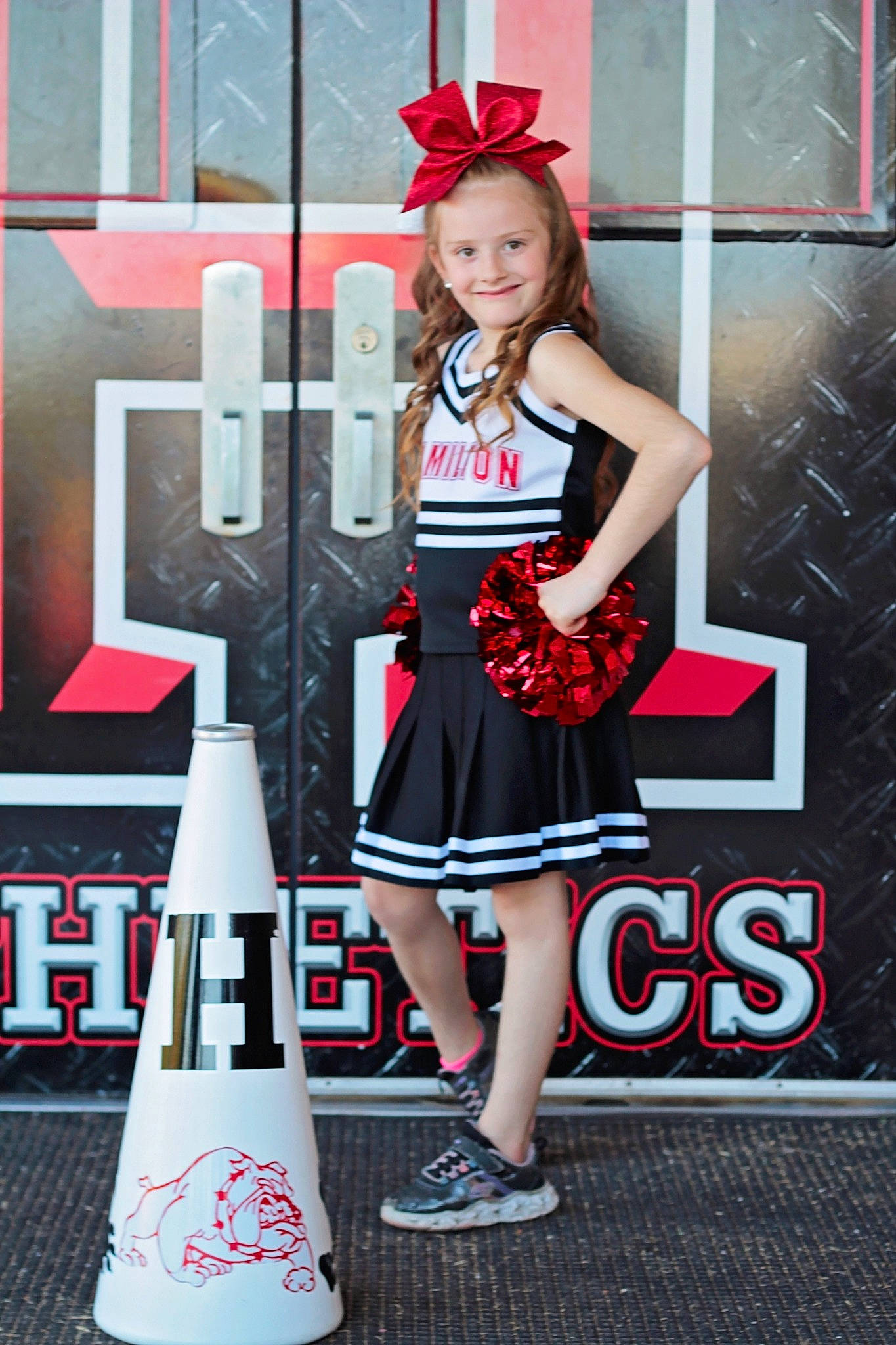 Kaylie is registered to the contest to win money with this photo: advertising, carmine, cocktail_dress, costume, electric_blue, event, fashion_design, hat, high_heels, human_leg, japanese_idol, joy, pattern, person, recreation, red, shoe, smile, thigh, uniform