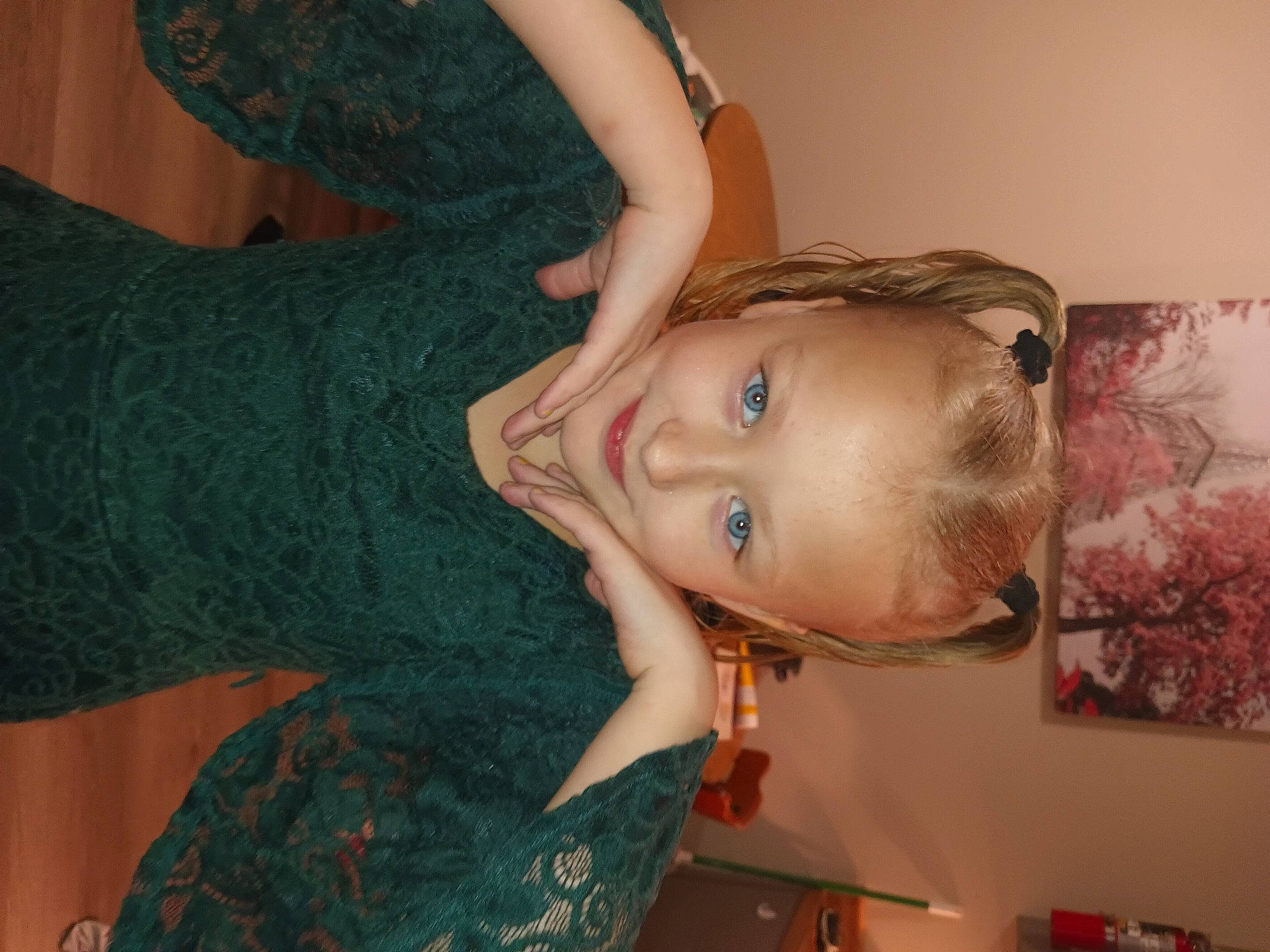 Amy is registered to the contest to win money with this photo: abdomen, art, cheek, chest, child, eyelash, flesh, fun, human_leg, joy, mouth, neck, person, room, sitting, thigh, toy, trunk, visual_arts, waist