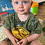 toddler, child, blue_eyes, green_shirt, dinosaur_print, plaid_shorts, indoor, toy, sitting, floor, patterned_surface, cute, portrait, handheld_toy, young_child, person, furniture, wooden_floor, colorful, expression
