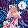 Autumn joined the competition — help win amazing prizes! baby, infant, 4th_of_july, milestone_card, bow, patriotic_clothing, blanket, zebra_pattern, feet, hands, face, blue, purple, red, white, stars, stripes, lying_down, cute, celebration