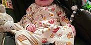 Austyn joined the competition — help win amazing prizes! baby, infant, car_seat, smiling, onesie, plush_toy, cute, child, indoor, seat, clothing, happy, toy, face, person, infant_clothing, baby_girl, baby_boy, child_seat, comfort