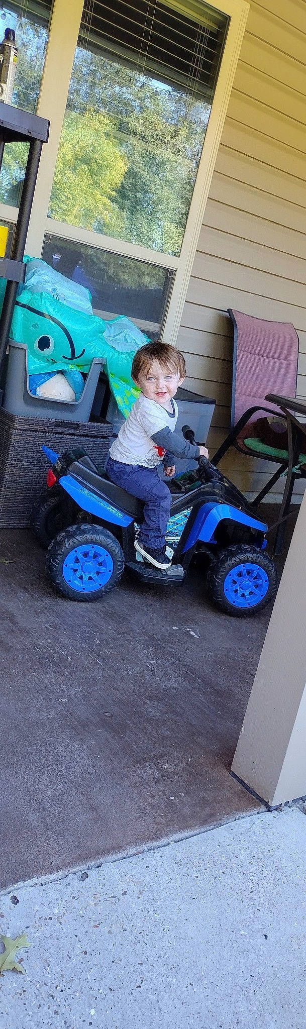 Declyn joined the competition — help win amazing prizes! auto_part, automotive_design, automotive_exterior, automotive_tire, automotive_wheel_system, child, electric_blue, fender, fun, joy, motor_vehicle, person, recreation, riding_toy, smile, synthetic_rubber, tire, toddler, toy, tread