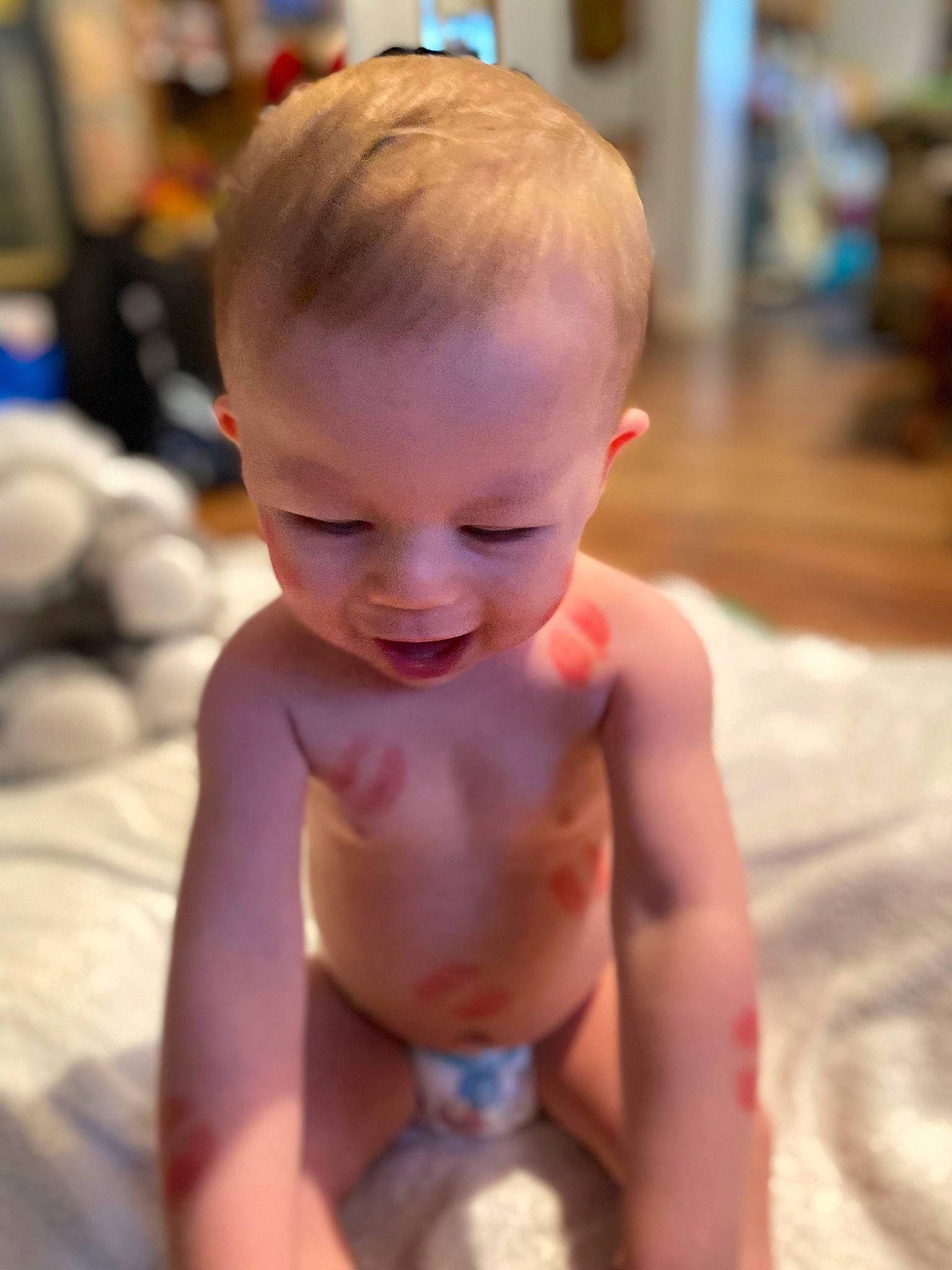 Bellamy is registered to the contest to win money with this photo: baby, bottle, cheek, chest, dress, ear, eyebrow, finger, fun, glasses, happy, iris, lip, muscle, nose, person, skin, smile, thumb, toddler