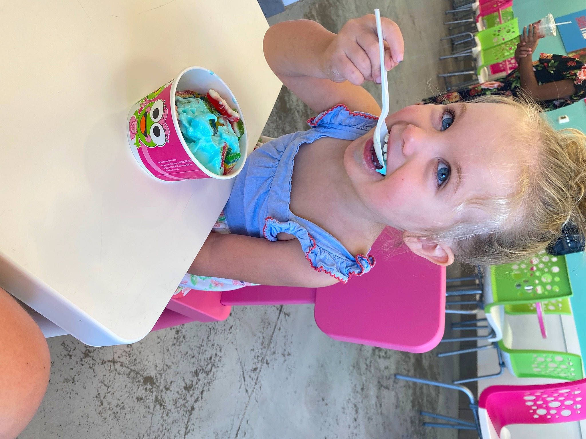 Kinsley joined the competition — help win amazing prizes! baby, baby_toddler_clothing, child, fashion_accessory, finger, food, fun, happy, joy, leisure, magenta, person, pink, play, product, recreation, smile, summer, textile, toddler