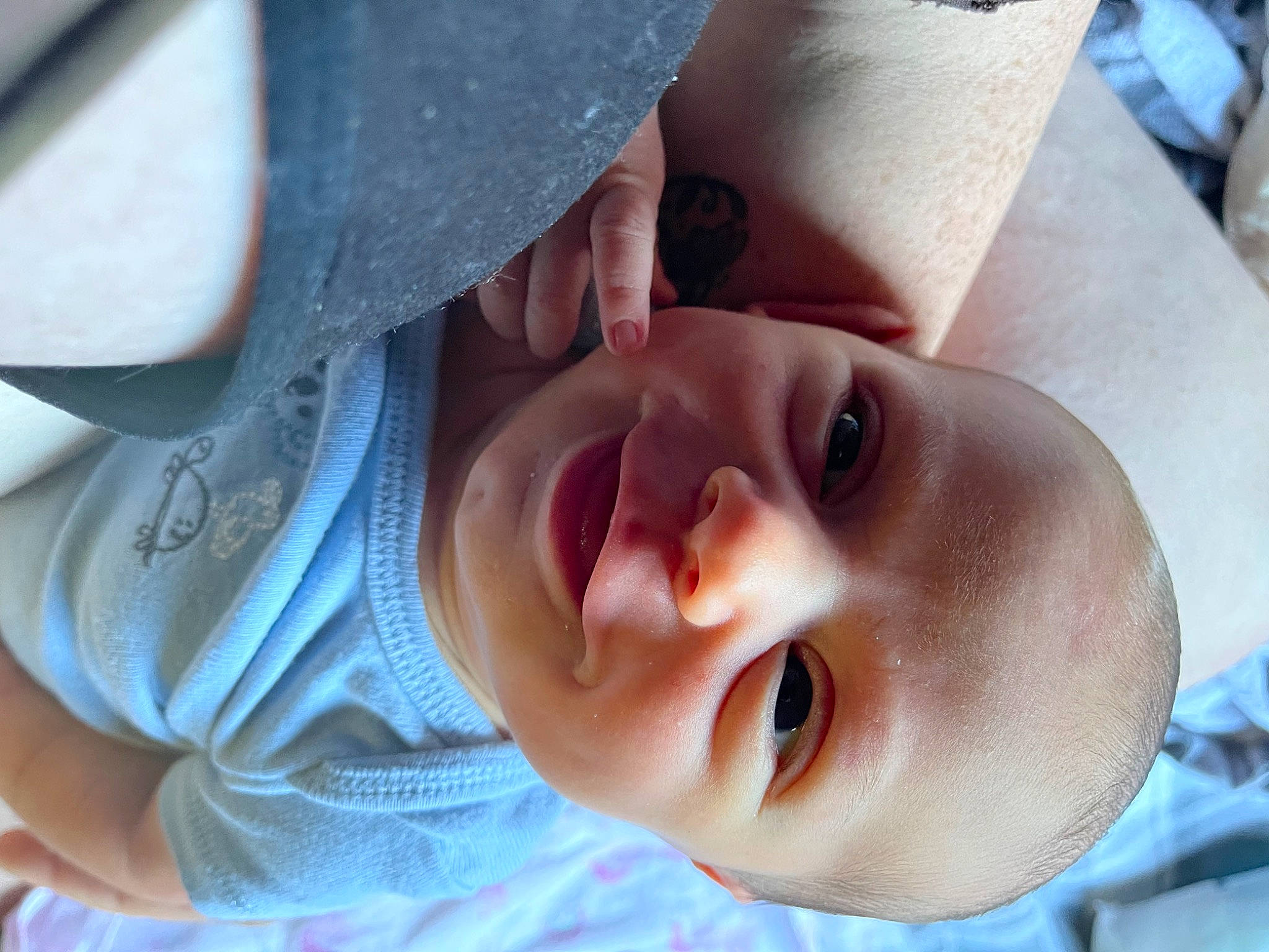 Finley is registered to the contest to win money with this photo: baby, baby_products, baby_toddler_clothing, cheek, chin, eye, fun, gesture, happy, hat, head, headgear, lip, mouth, nose, person, photograph, skin, smile, toddler