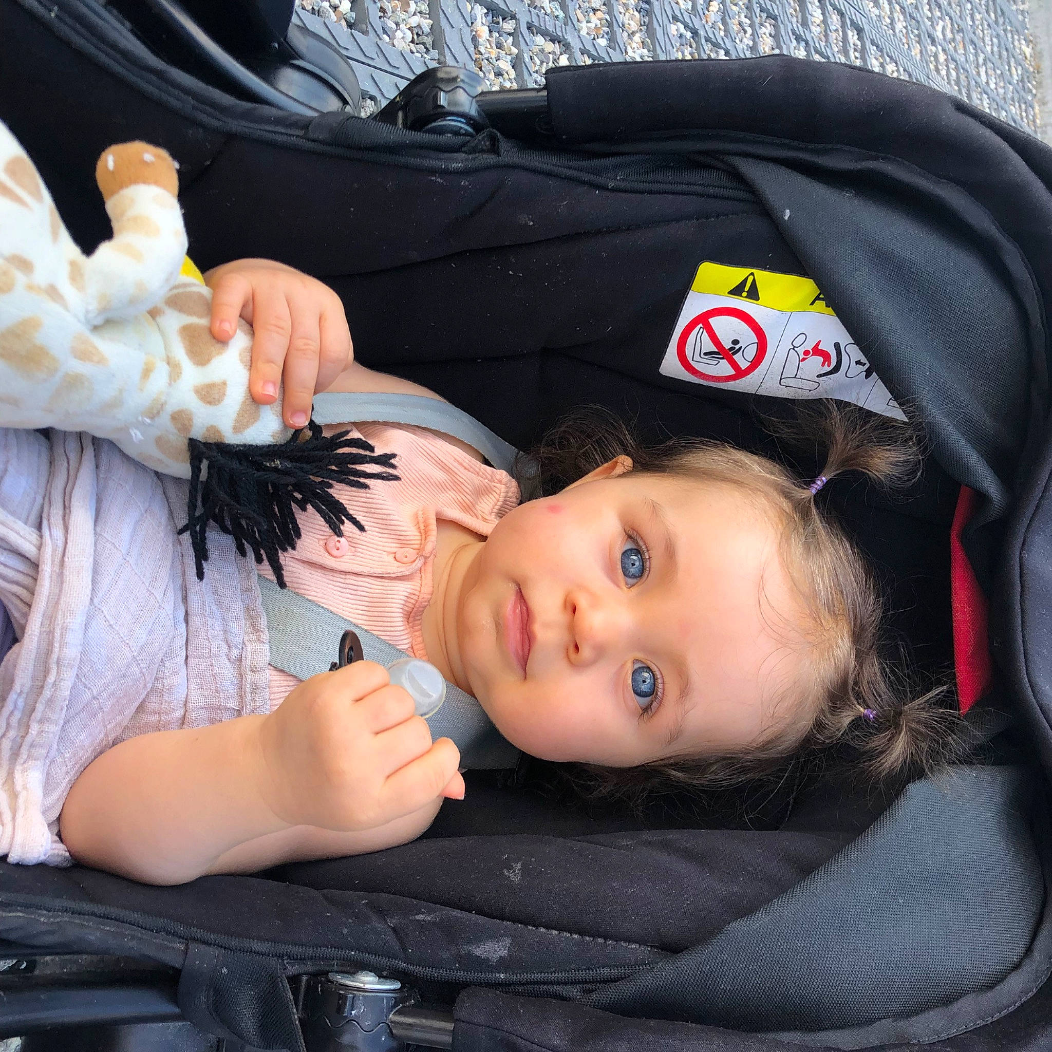 Oksana participe au concours pour gagner de l'argent avec cette photo : baby, baby_products, car_seat, cheek, child, comfort, doll, dress, eyelash, fashion_accessory, gesture, nail, person, sitting, skin, toddler, wrist
