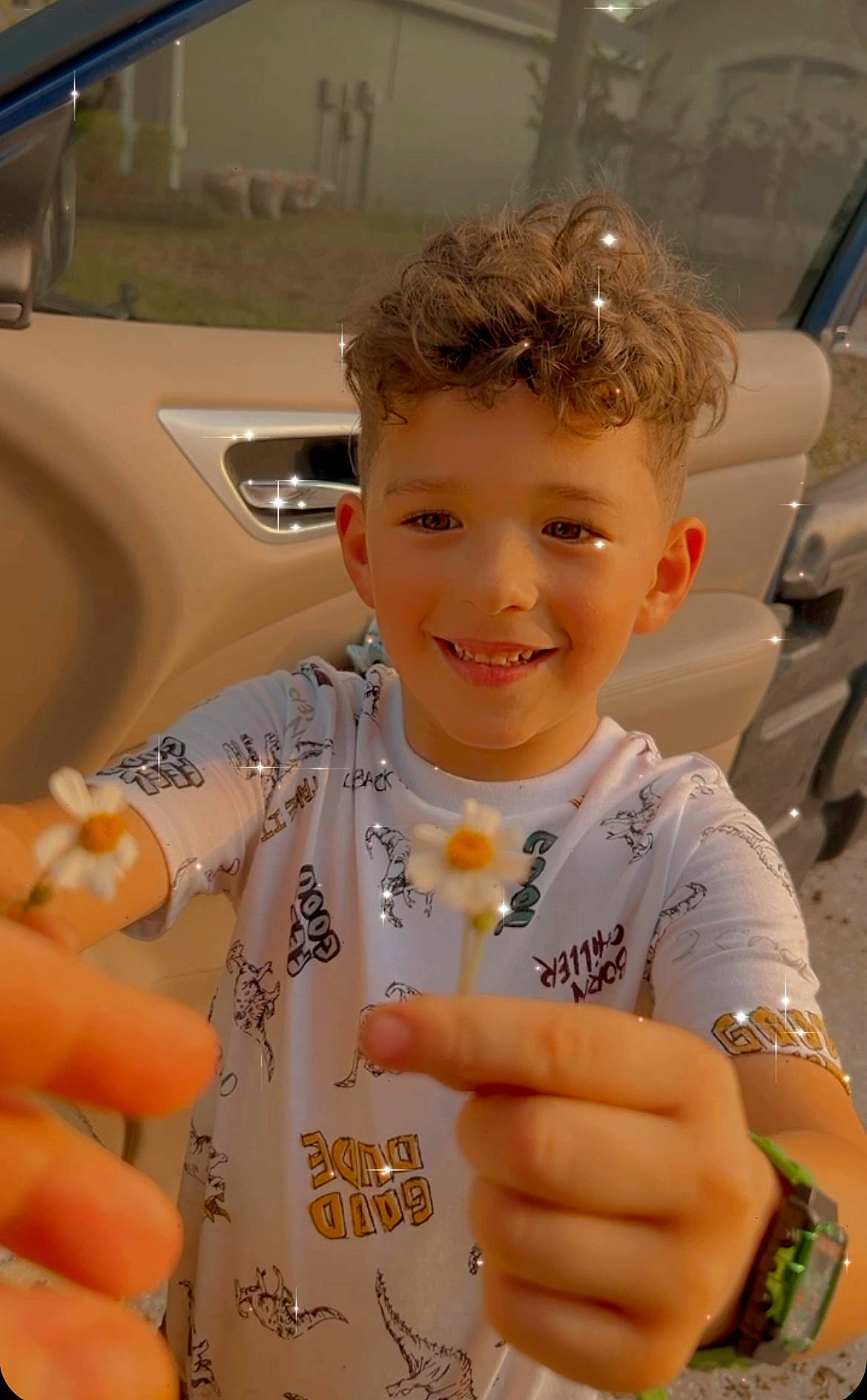 Samuel joined the competition — help win amazing prizes! automotive_design, automotive_exterior, child, eyewear, family_car, finger, fun, gesture, happy, joy, motor_vehicle, nail, person, personal_luxury_car, skin, sleeve, smile, thumb, toddler, vehicle_door