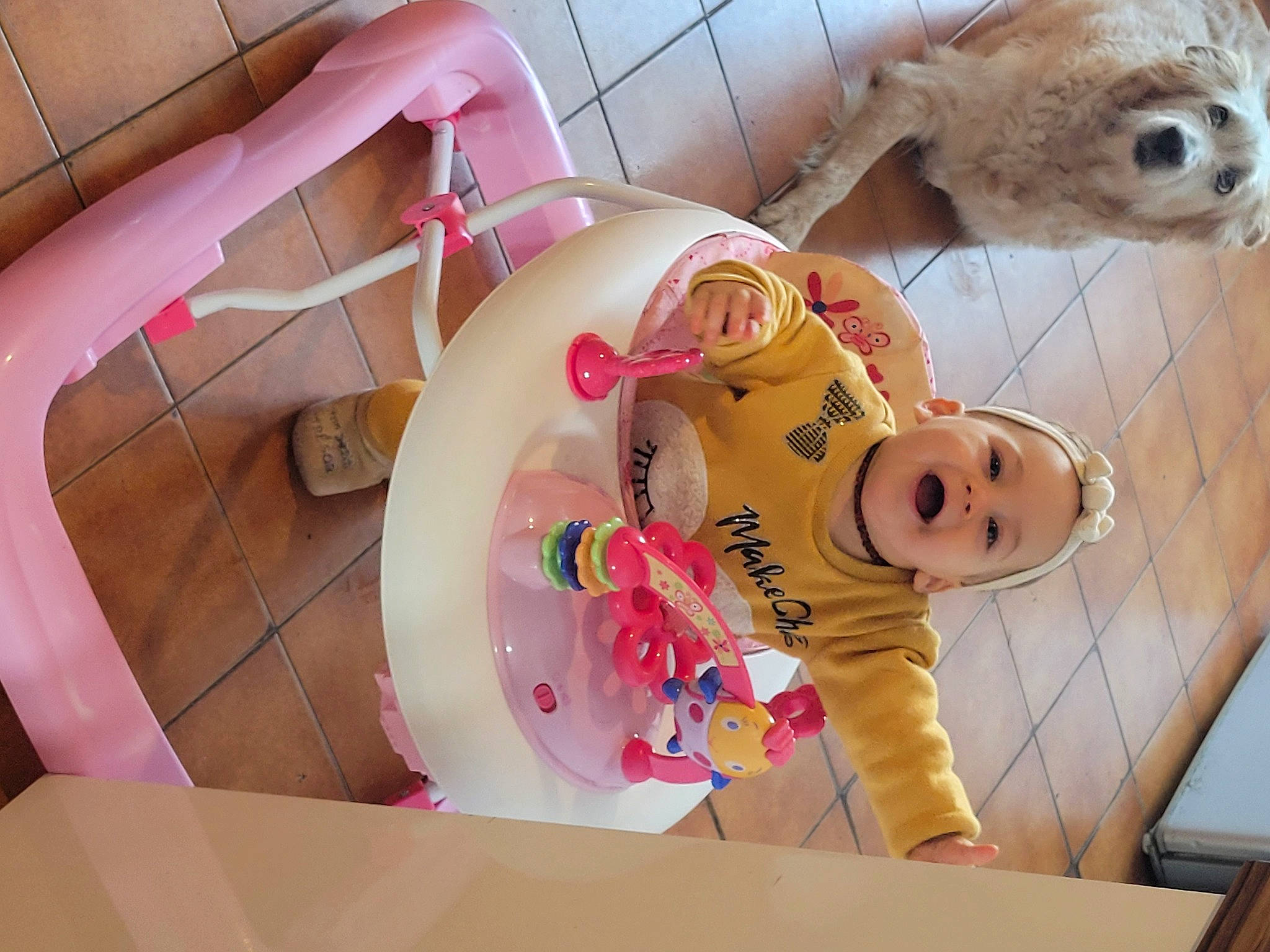 Maloë a rejoint le concours — aidez-le/la à gagner de superbes lots ! baby, baby_products, baby_toys, cardboard, child, companion_dog, flooring, fur, happy, magenta, mammal, person, pink, plush, room, smile, stuffed_toy, teddy_bear, textile, toddler