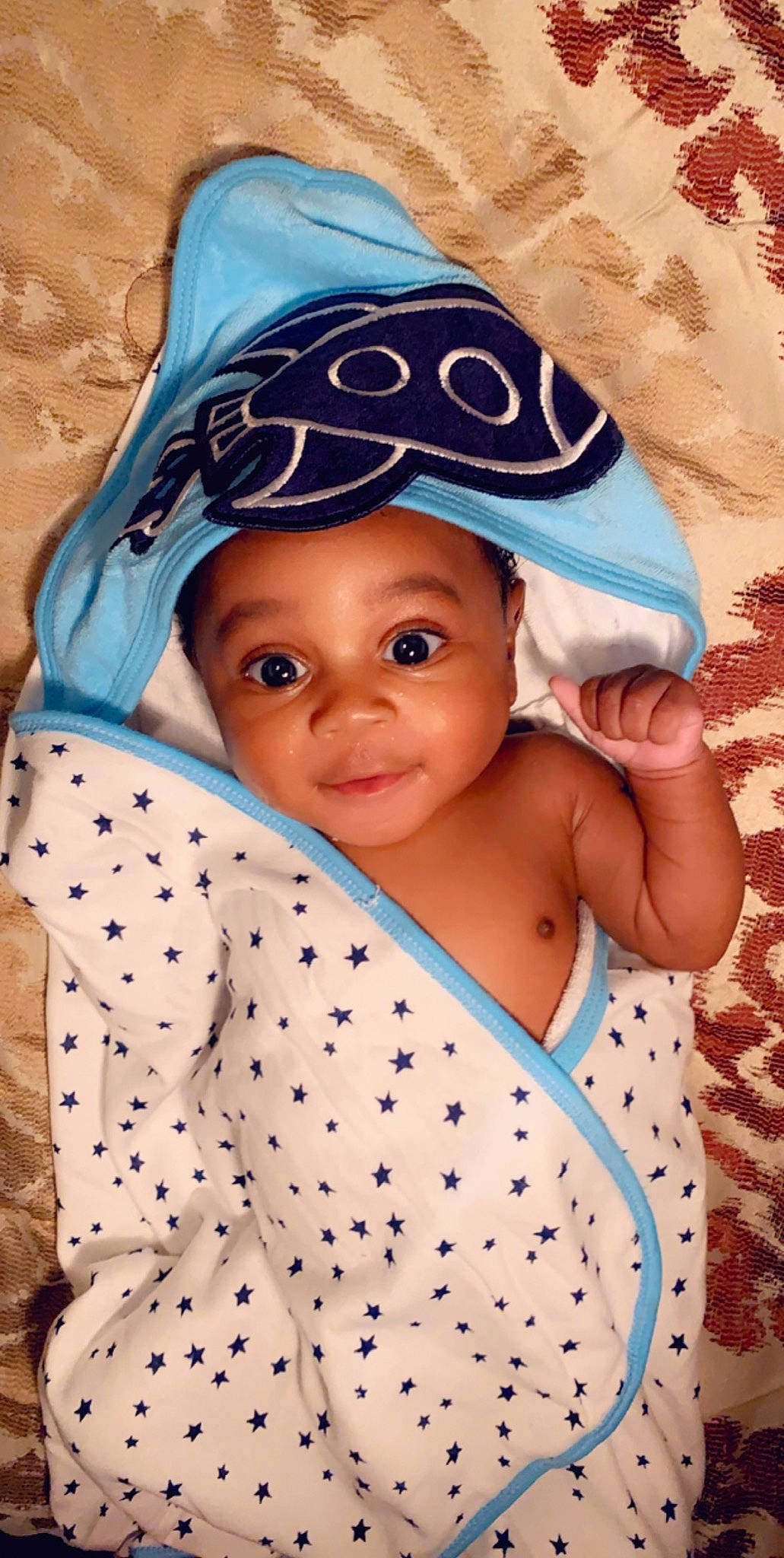 Lamar joined the competition — help win amazing prizes! baby, baby_products, child, headgear, linens, person, product, textile, toddler