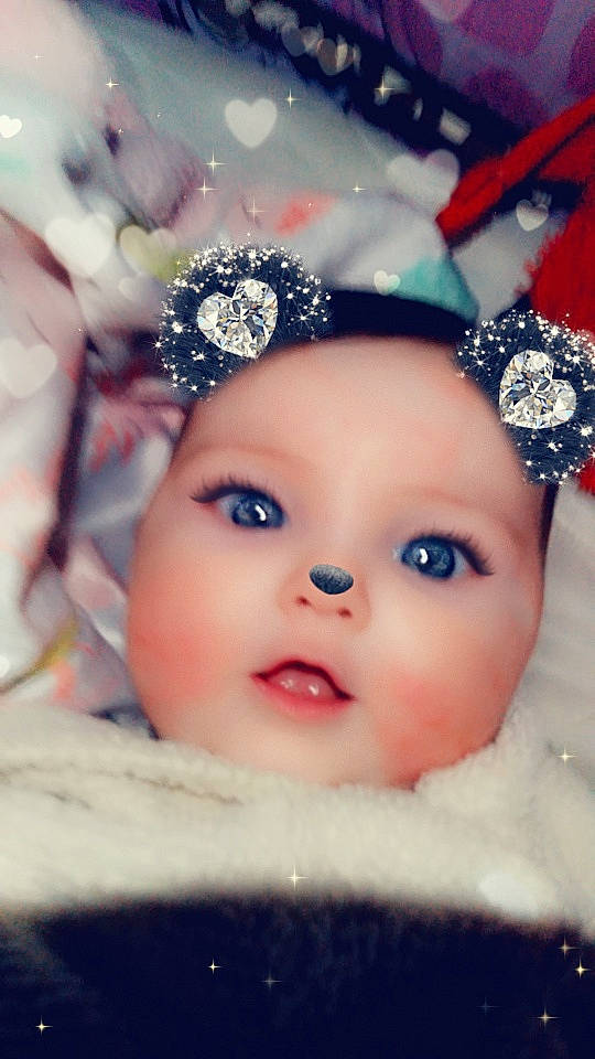 Patricia joined the competition — help win amazing prizes! baby, beauty, cheek, child, close_up, eyebrow, face, fashion_accessory, forehead, hair_accessory, head, headgear, headpiece, lip, nose, person, photograph, pink, product, skin