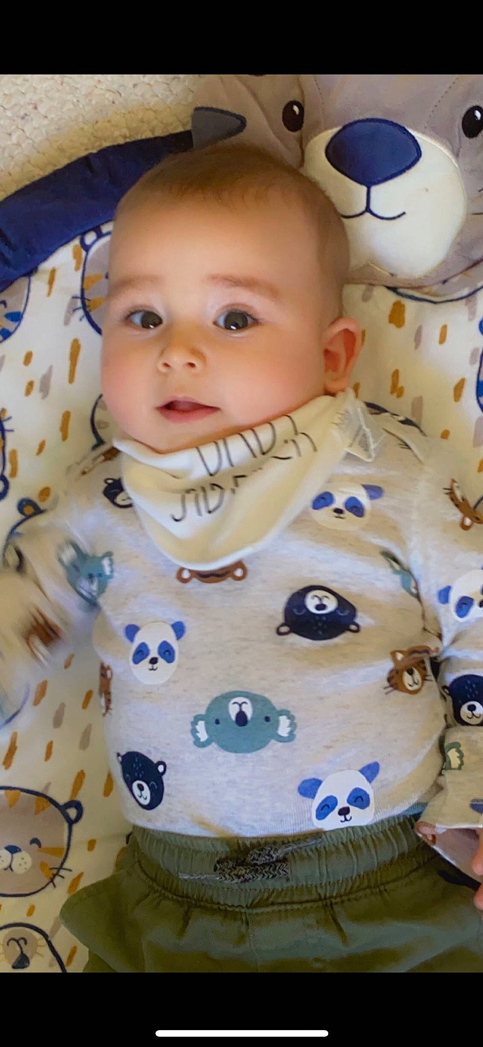 Aman joined the competition — help win amazing prizes! baby, baby_toddler_clothing, bib, blue, cheek, child, dress, eye, face, fun, iris, nose, outerwear, person, skin, sleeve, t_shirt, textile, toddler, vertebrate