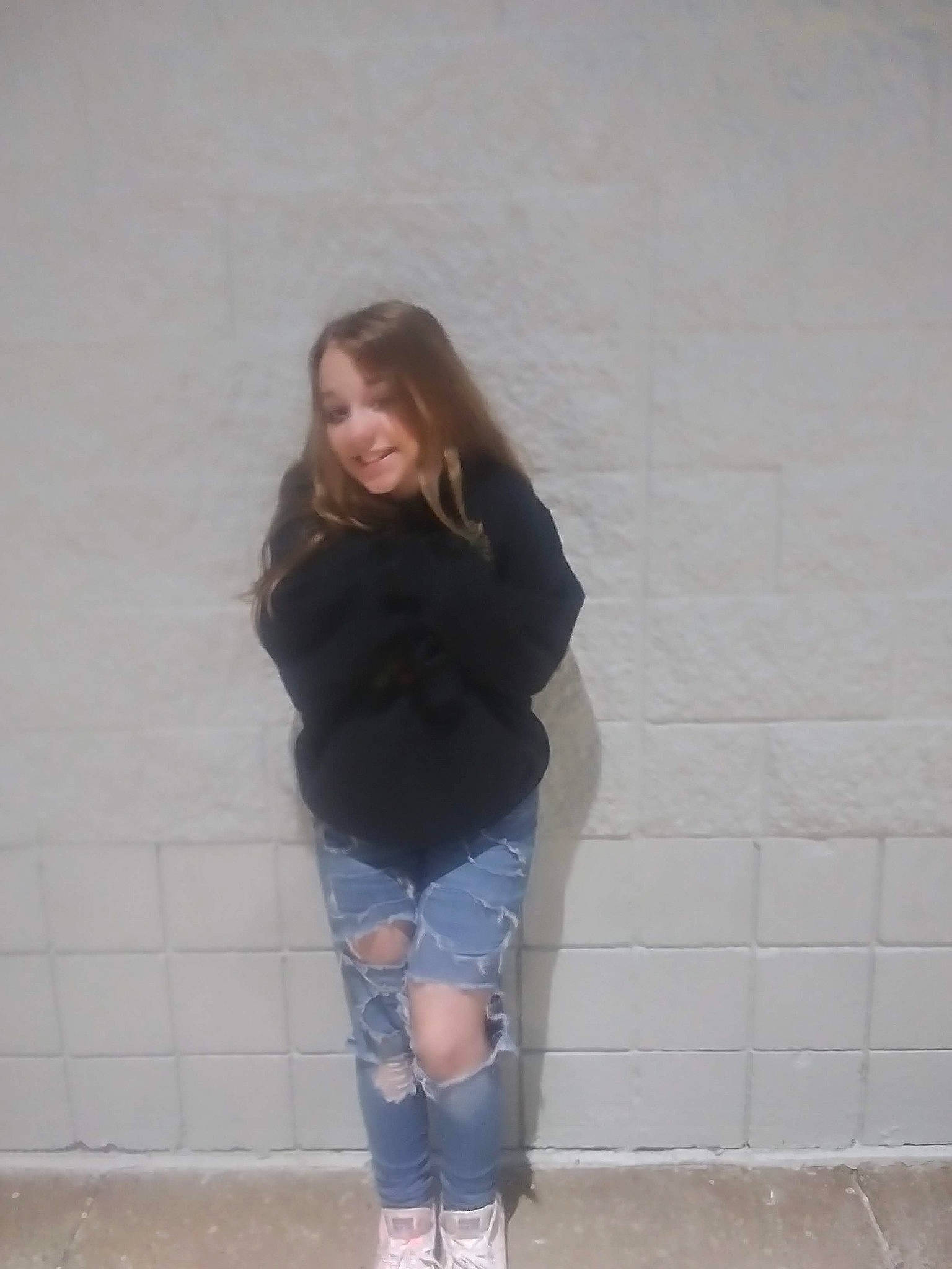 Christine joined the competition — help win amazing prizes! brown_hair, dress, electric_blue, fashion_design, flash_photography, flooring, grey, hair, human_leg, joy, knee, leg, long_hair, neck, person, sleeve, smile, sportswear, t_shirt, thigh