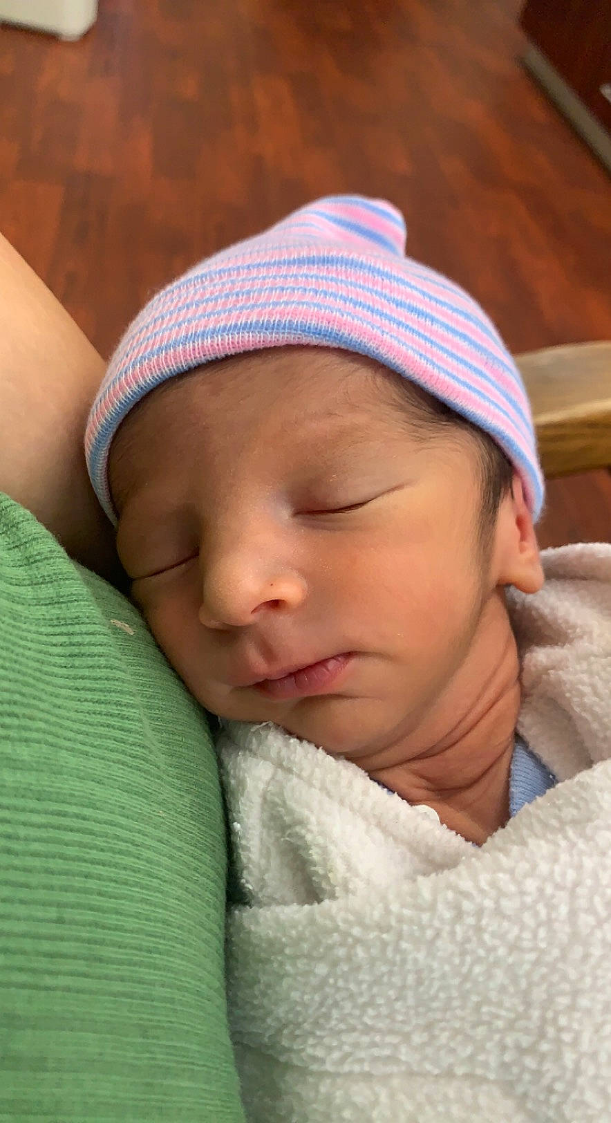 Kingston is registered to the contest to win money with this photo: baby, baby_sleeping, bedtime, cap, cheek, child, chin, comfort, eyebrow, forehead, headgear, headwear, knit_cap, linens, lip, mouth, neck, nose, person, skin