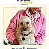 button, collar, cozy, cute, dog, fleece, fluffy, indoor, interface, lap, navigation, person, pet, pink_jacket, portrait, screen, smile, tablet, text, website