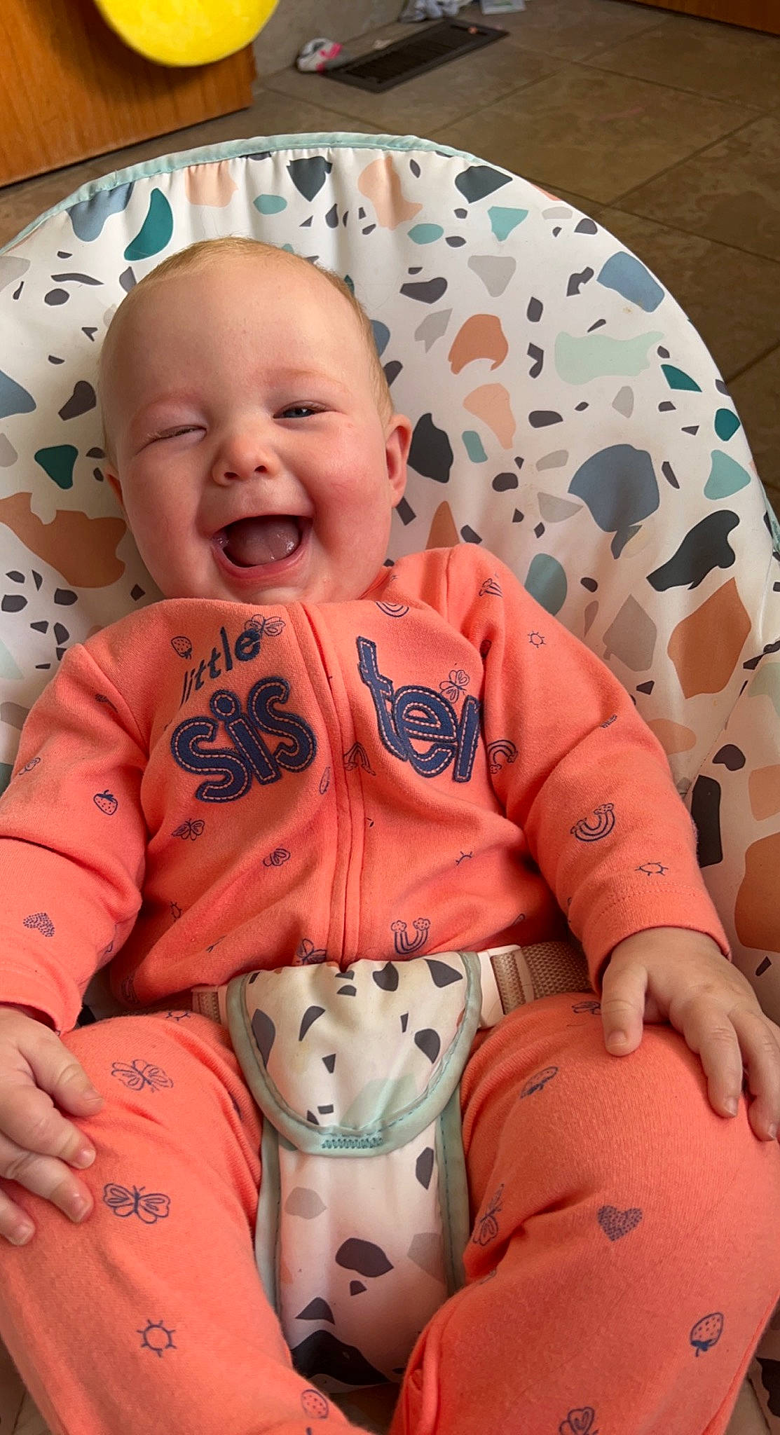 Harper joined the competition — help win amazing prizes! baby, baby_toddler_clothing, cheek, chin, comfort, eye, eyebrow, face, facial_expression, head, human, lip, mouth, nose, organ, person, product, skin, smile, stomach