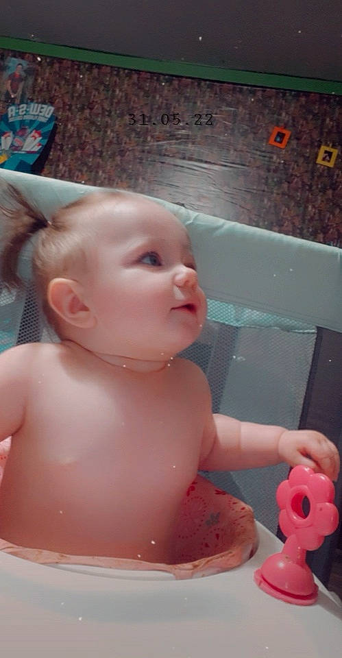 Lillie joined the competition — help win amazing prizes! baby, baby_bathing, bath_toy, bathing, bathroom, bathtub, cheek, chest, finger, fluid, lip, mouth, nose, organ, person, pink, red, skin, stomach, toddler