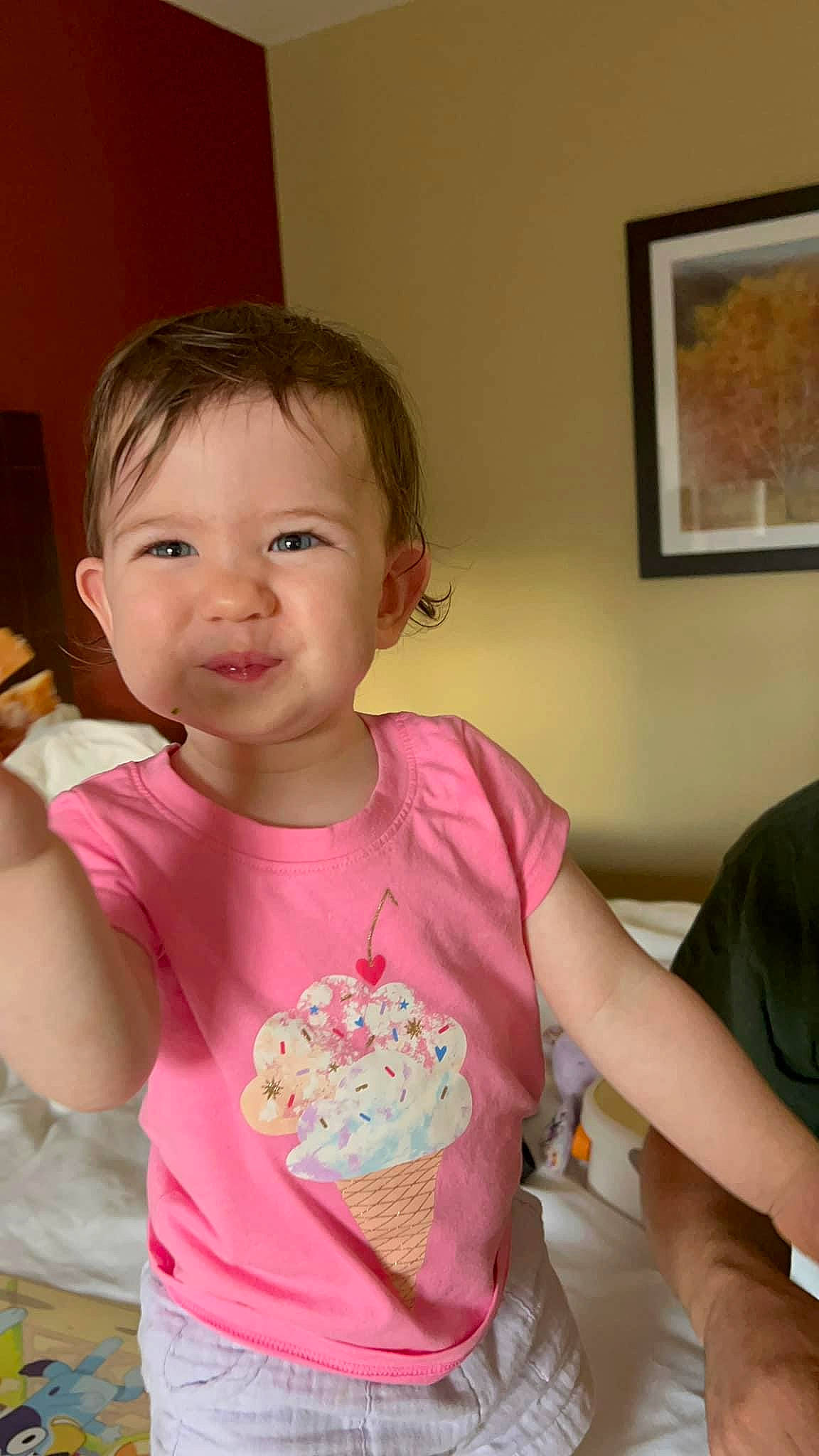 Ophelia joined the competition — help win amazing prizes! arm, baby_toddler_clothing, cheek, chin, eyelash, finger, gesture, happy, iris, joint, joy, lip, neck, nose, person, picture_frame, pink, shoulder, skin, sleeve