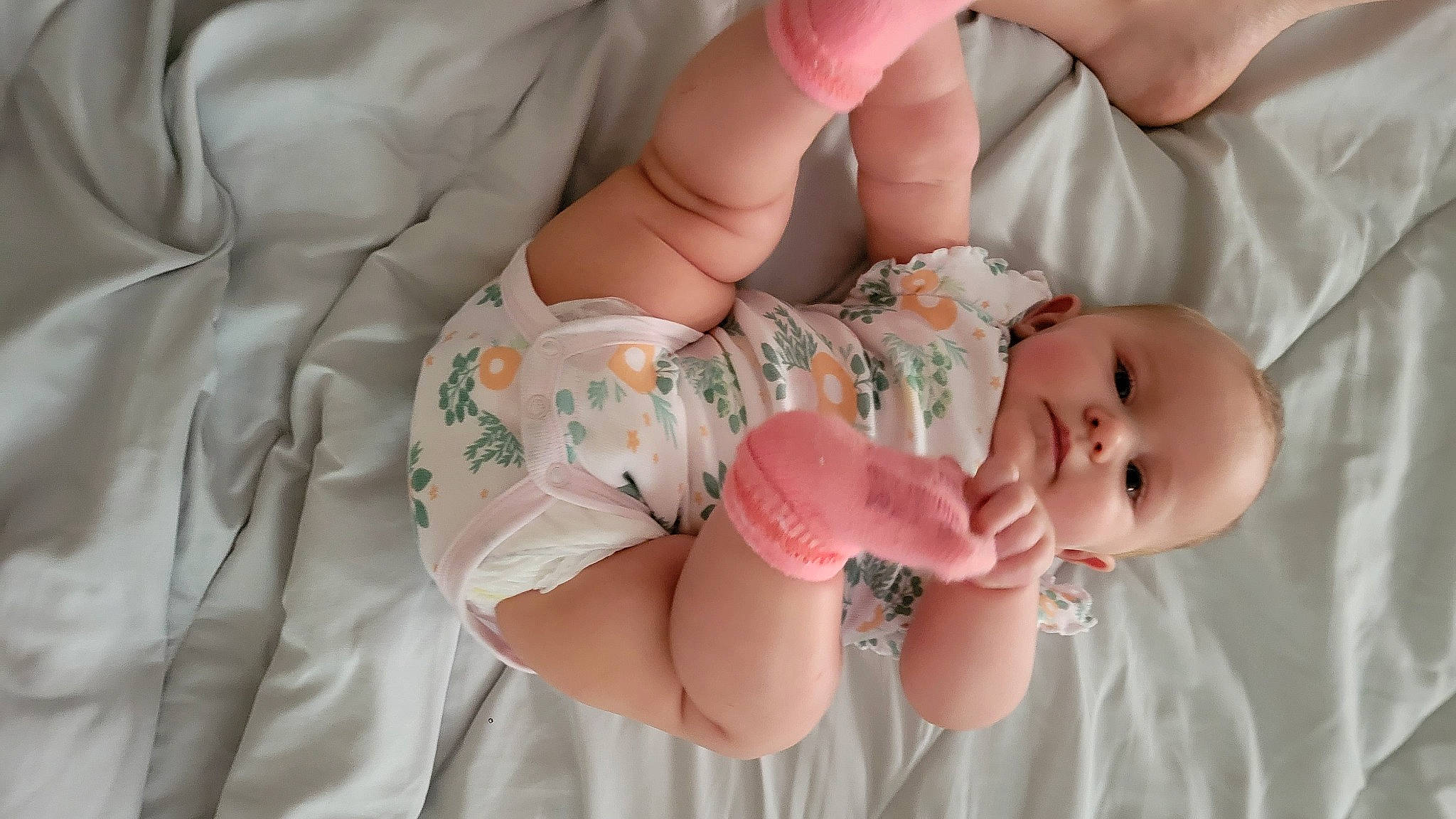 Morgyn joined the competition — help win amazing prizes! arm, baby, baby_products, baby_sleeping, baby_toddler_clothing, cheek, child, comfort, finger, gesture, hand, human_body, mouth, nail, pattern, person, skin, sleeve, thumb, toddler
