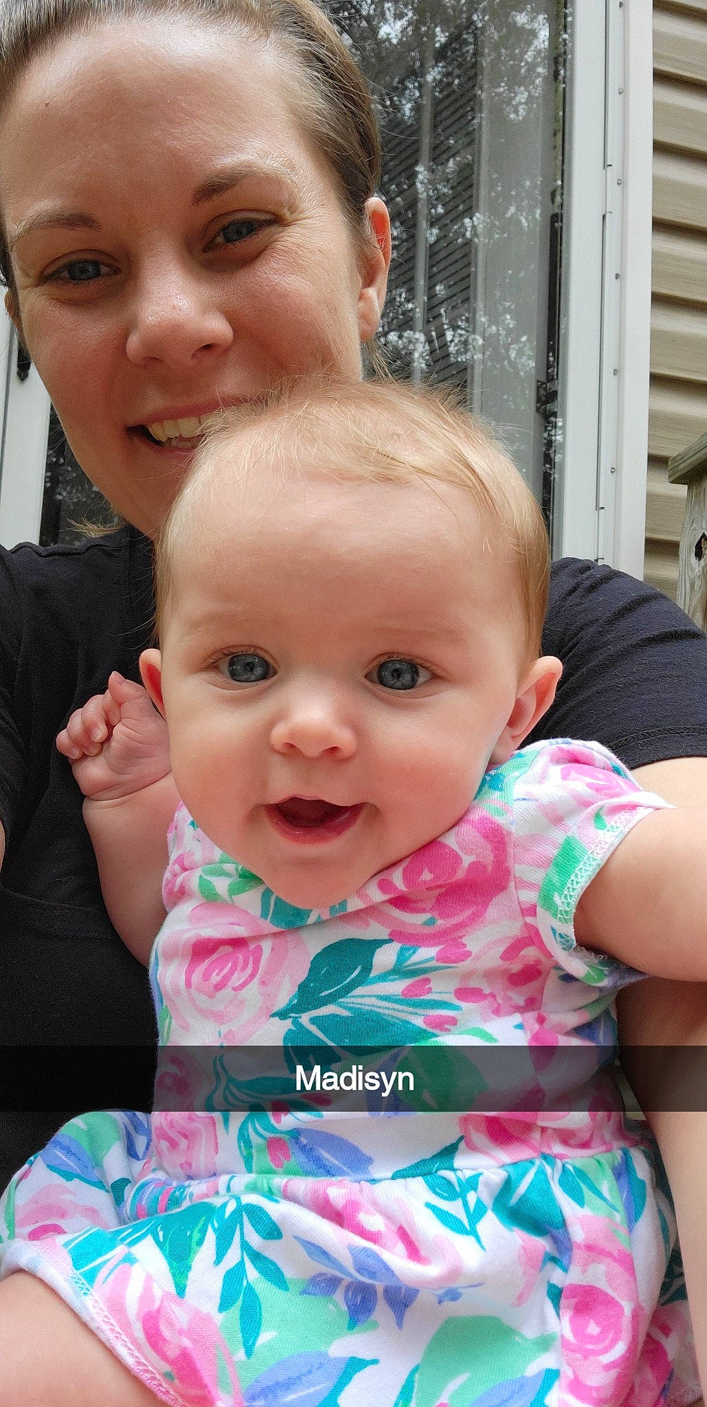 Madisyn joined the competition — help win amazing prizes! baby, baby_toddler_clothing, blue, cheek, eye, face, facial_expression, fun, gesture, happy, head, iris, joy, lip, nose, people, person, pink, product, skin