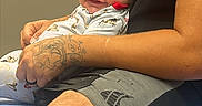 Kolsen joined the competition — help win amazing prizes! baby, infant, child, smiling, happy, father, adult, beard, portrait, sitting, lap, indoors, clothing, pajamas, tattoo, shorts, bed, furniture, smartphone, photography