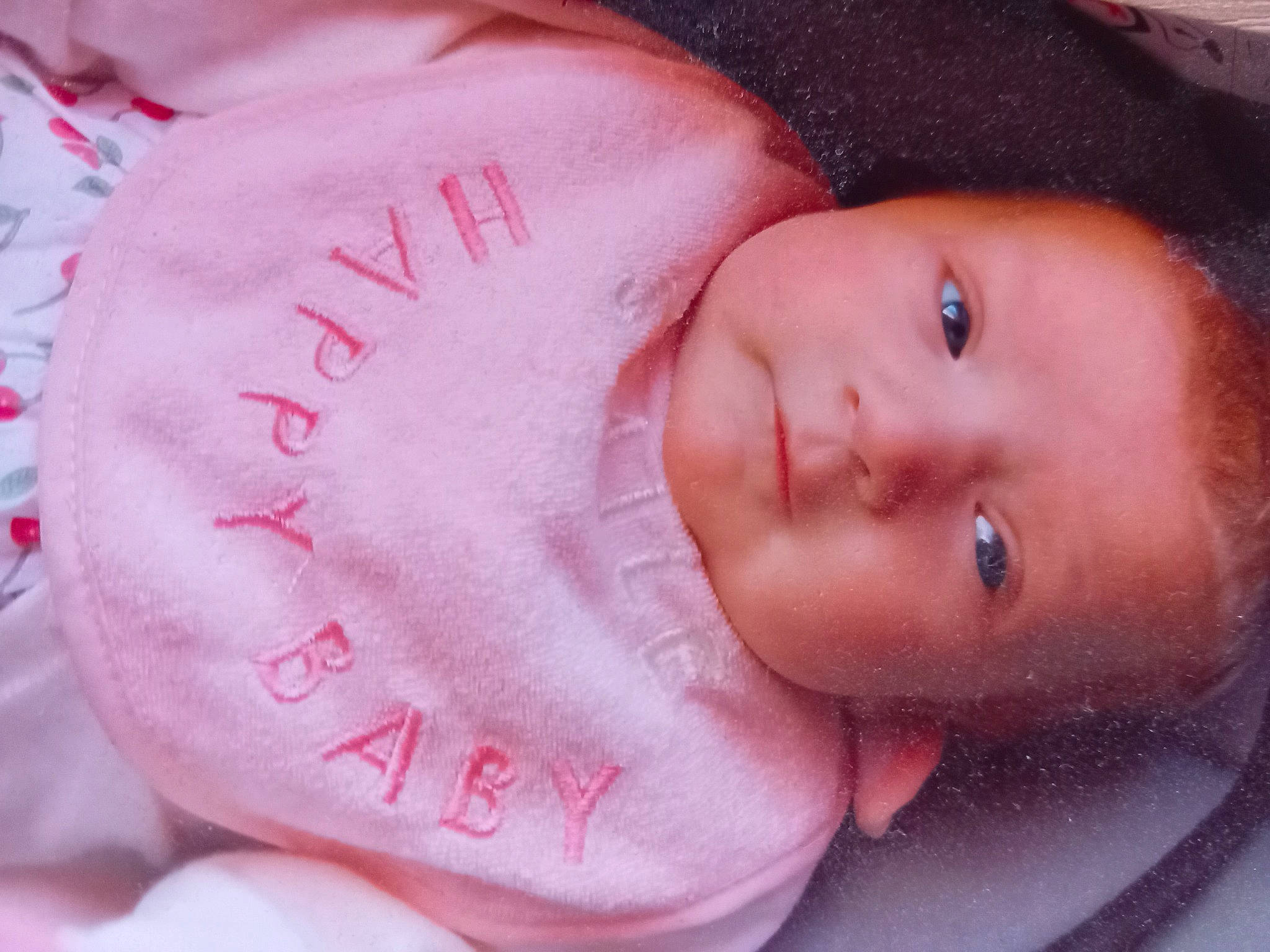 Celia a rejoint le concours — aidez-le/la à gagner de superbes lots ! baby, baby_toddler_clothing, cheek, child, chin, close_up, eyebrow, eyelash, face, facial_expression, headgear, human_body, lip, magenta, nose, person, pink, product, skin, textile