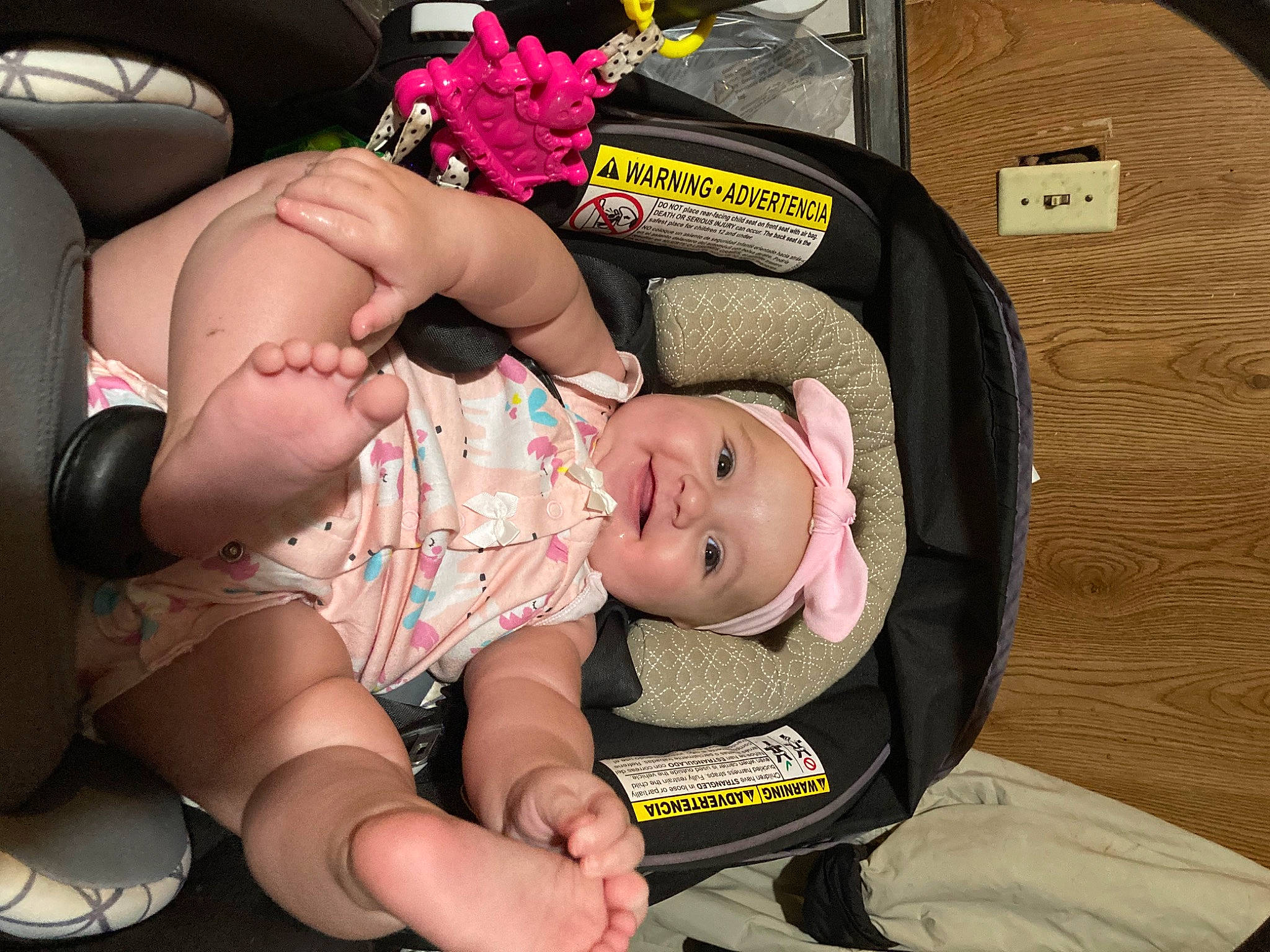 Leila joined the competition — help win amazing prizes! abdomen, baby, baby_carriage, baby_products, baby_safety, baby_toddler_clothing, cheek, chest, child, comfort, fun, headwear, human_leg, infant_bed, joy, lap, nail, person, pink, sitting